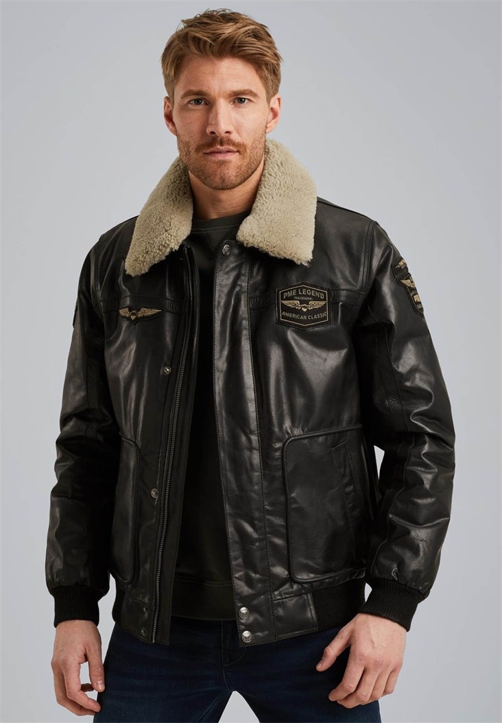 PME Legend Lederjacke - pirate black/schwarz