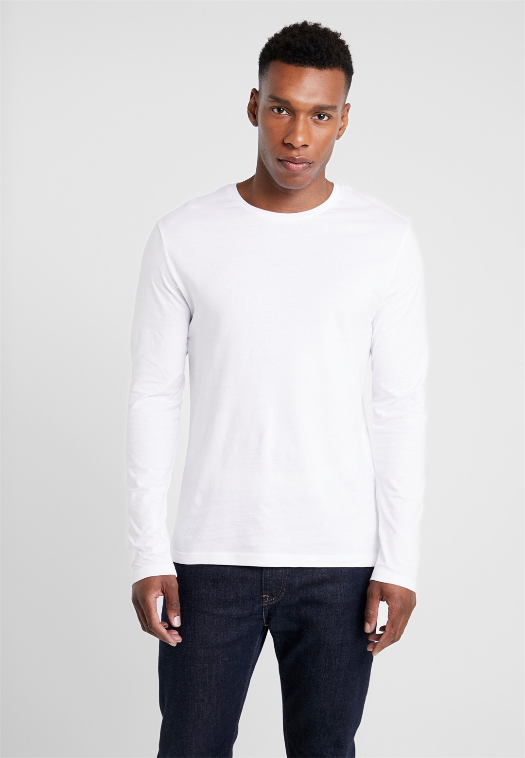 Pier One PI-YT-BAS0-0122 LONG SLEEVE TEE / 802 - BLACK - Langarmshirt - white/weiß