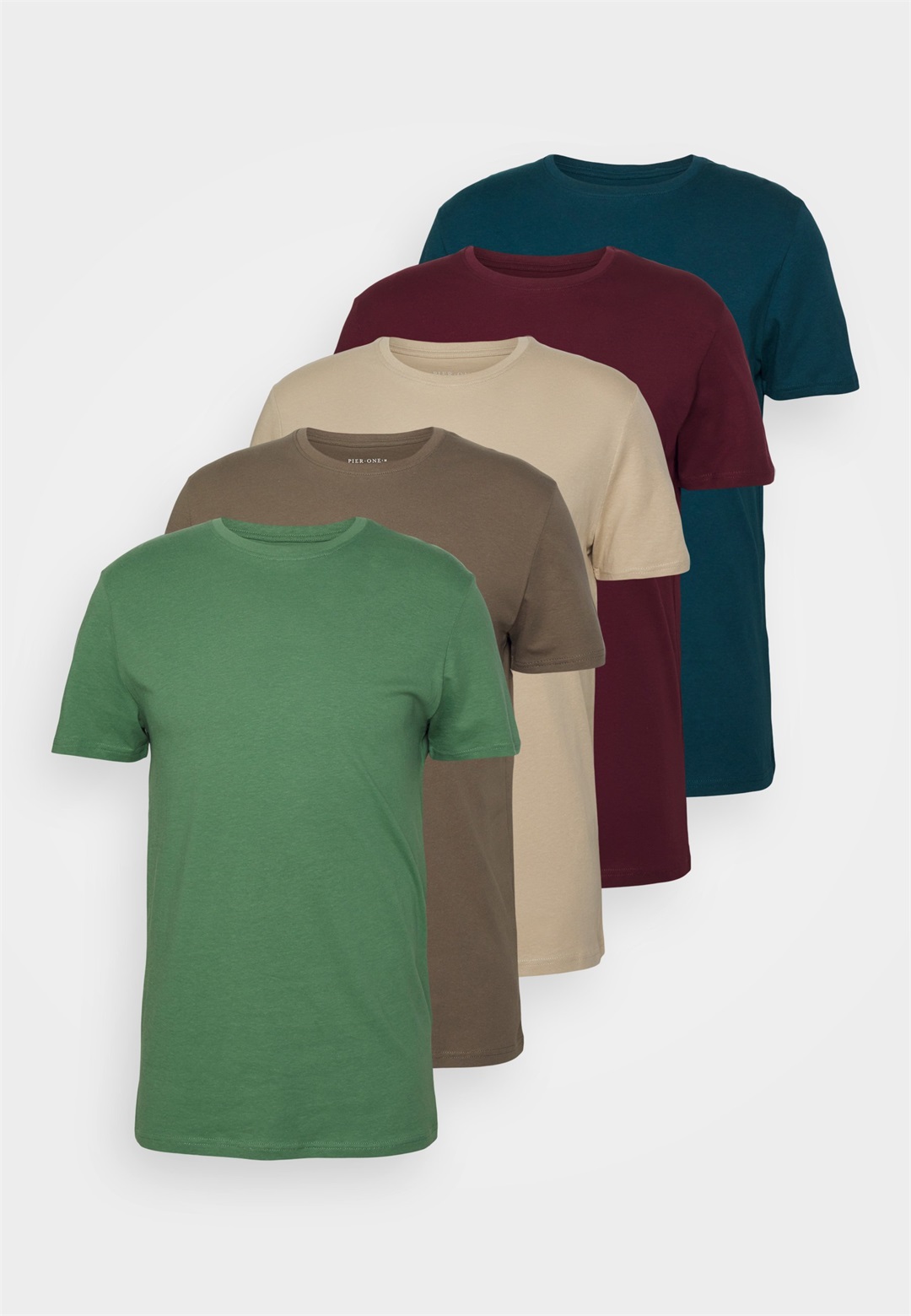 Pier One 5 PACK - T-Shirt basic - green/beige/khaki/grün