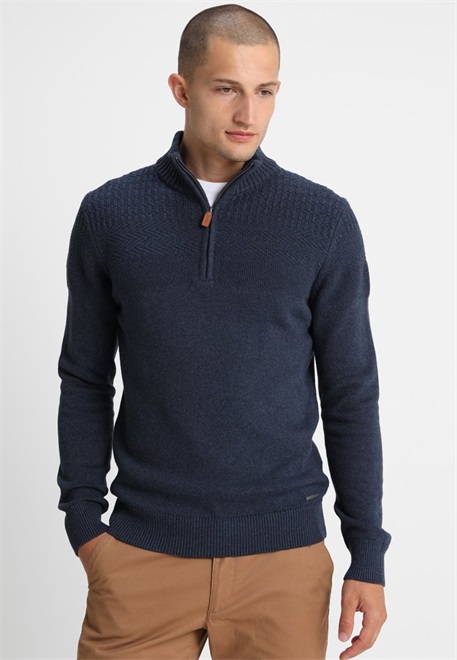 Pier One Strickpullover - mottled dark blue/dunkelblau meliert