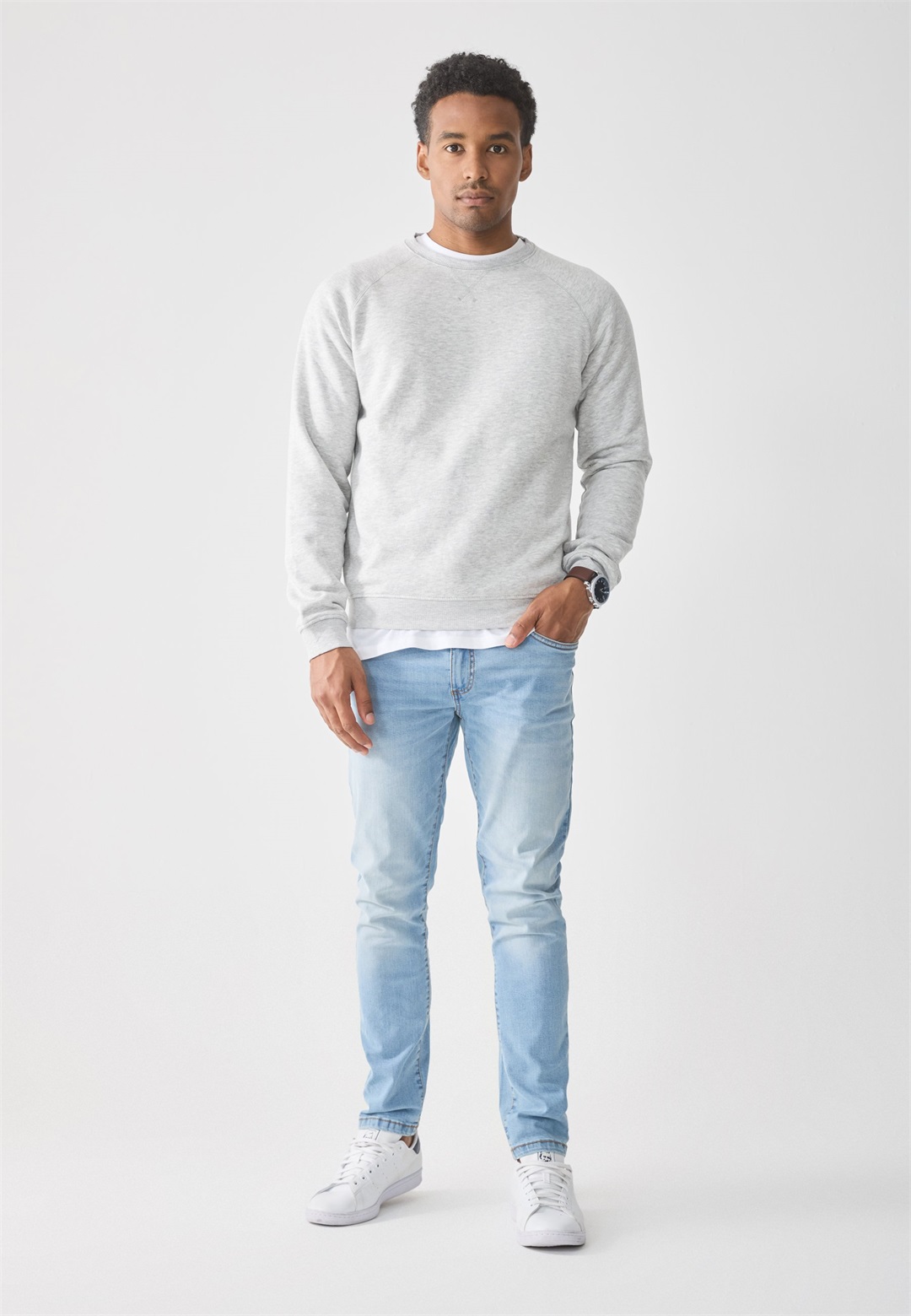 Pier One 2 PACK - Sweatshirt - mottled light grey/black/hellgrau-meliert