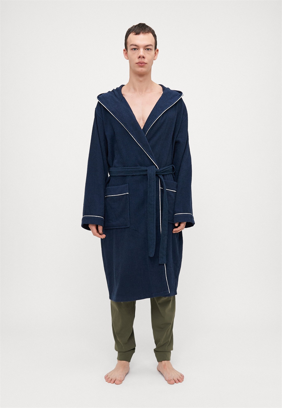 Pier One Bademantel - dark blue/white/dunkelblau