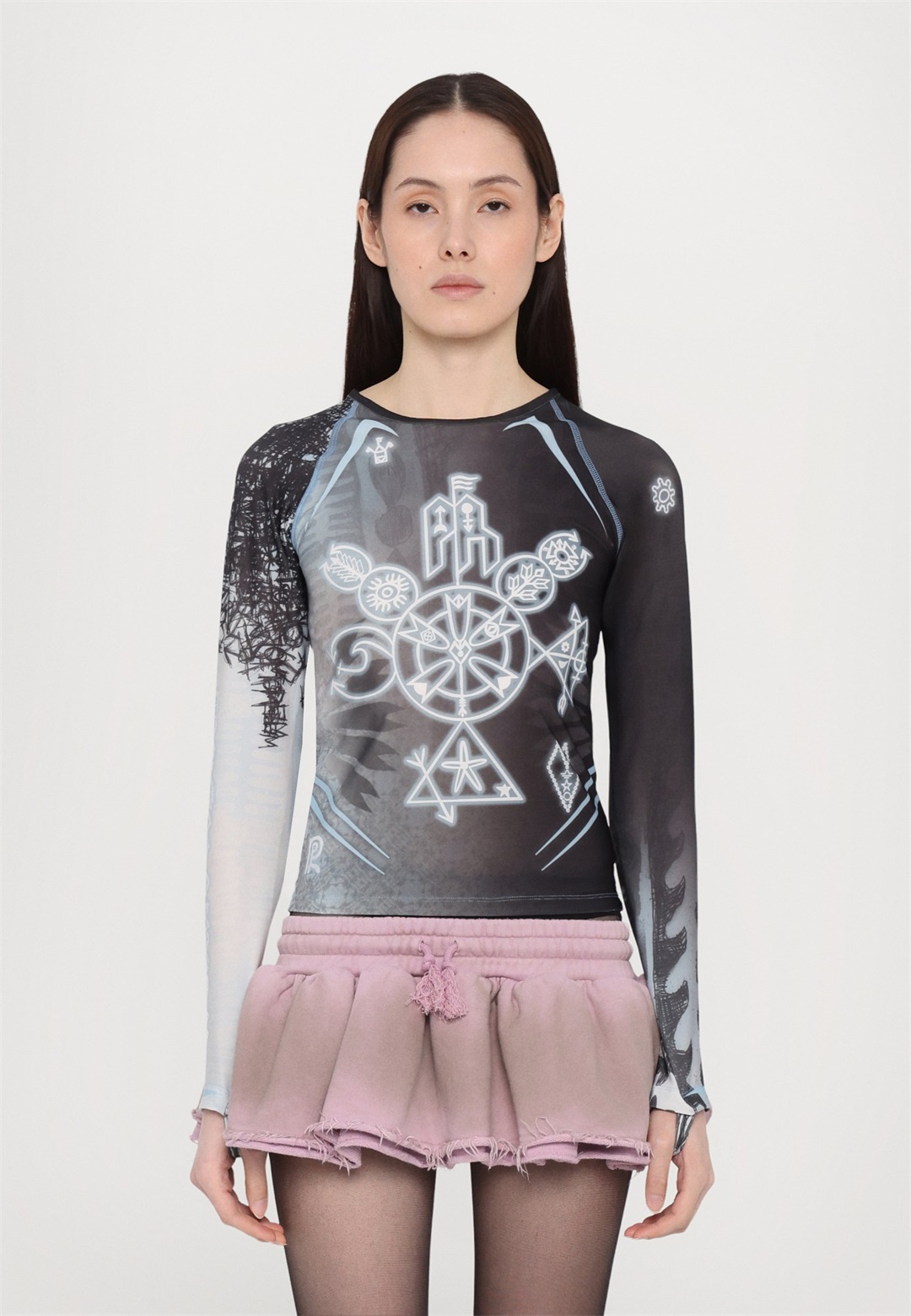 Paolina Russo ICE PRINTED LONGSLEEVE - Langarmshirt - ice/black/schwarz