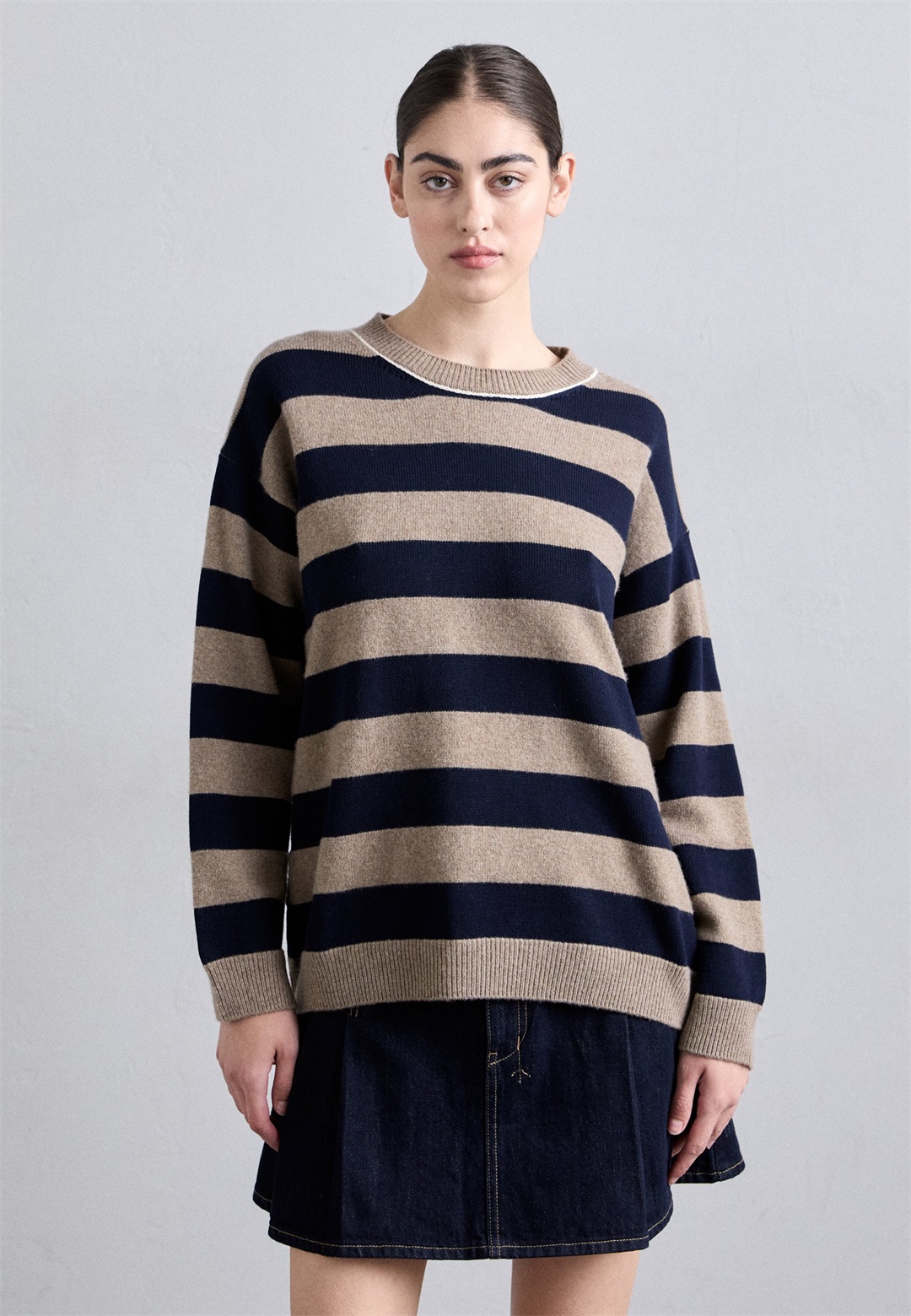 Paul Smith WOMENS CREW NECK - Strickpullover - dark natural/blu carlo/white/beige
