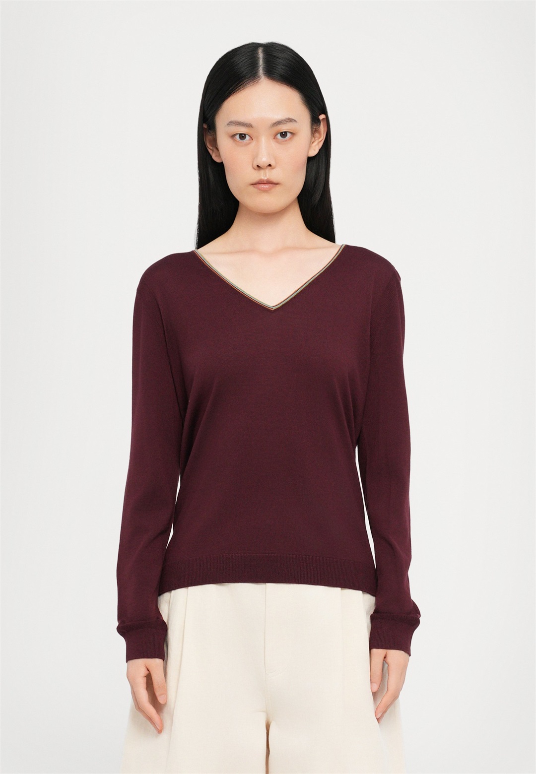 Paul Smith WOMENS V NECK - Strickpullover - red/dunkelrot