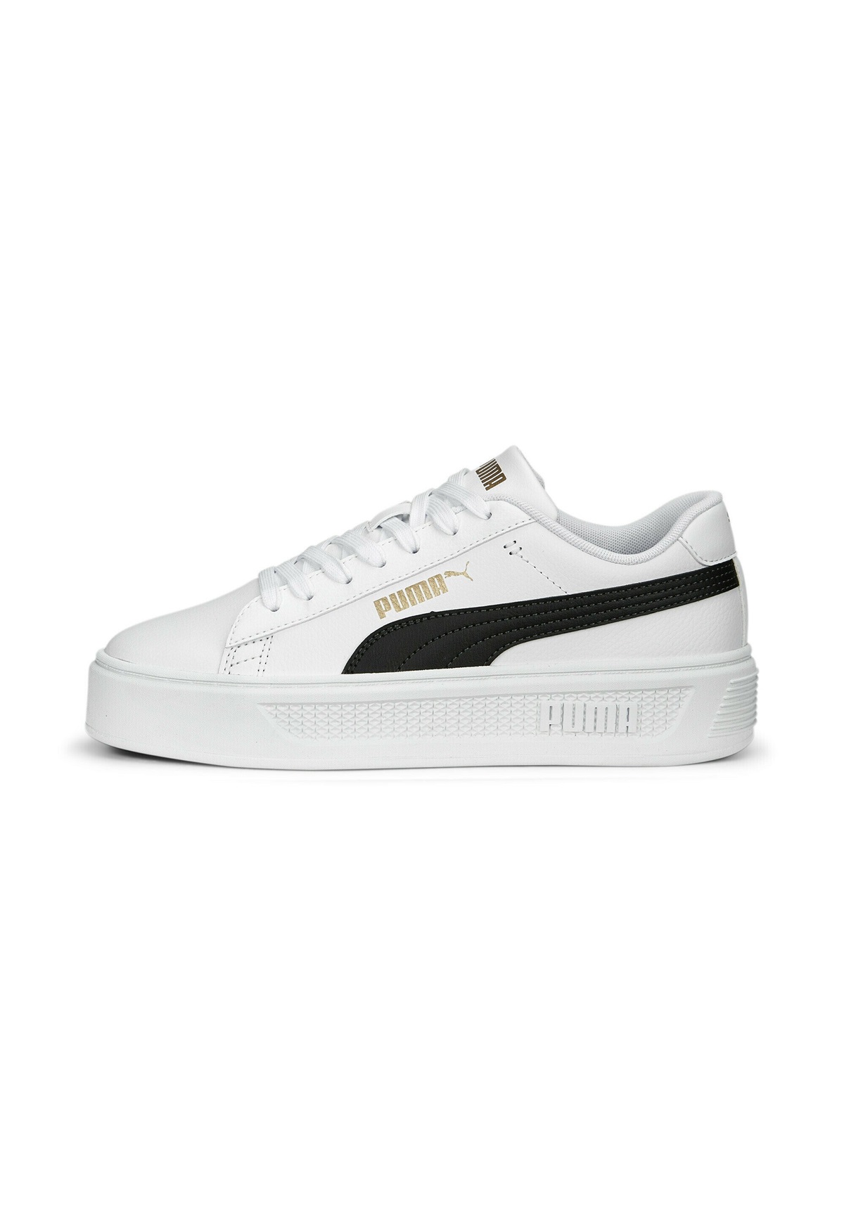 Puma SMASH PLATFORM - Sneaker low - white black gold/weiß