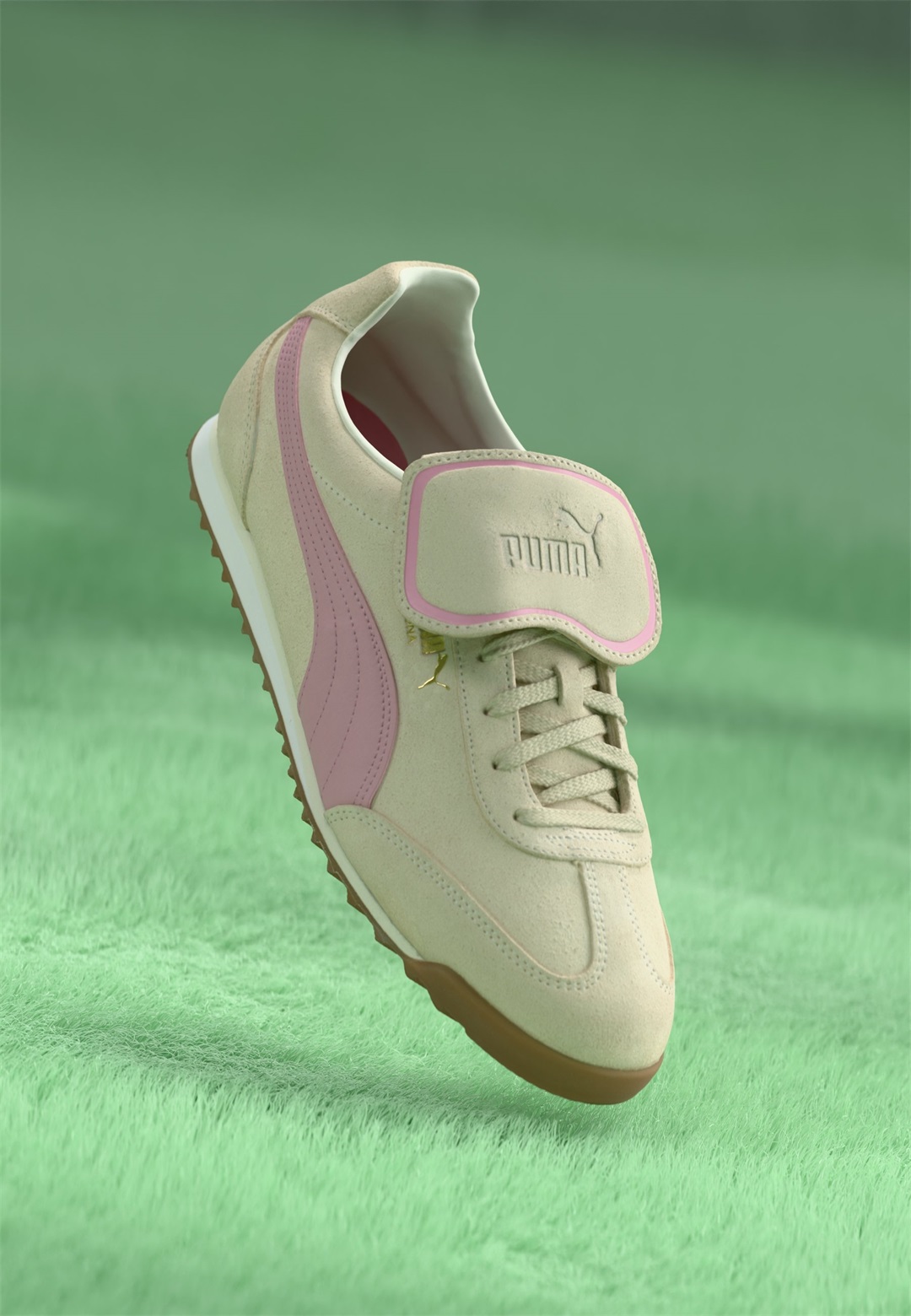 Puma ARIZONA PREMIUM UNISEX - Sneaker low - alpine snow/poised pink/gold-coloured/offwhite