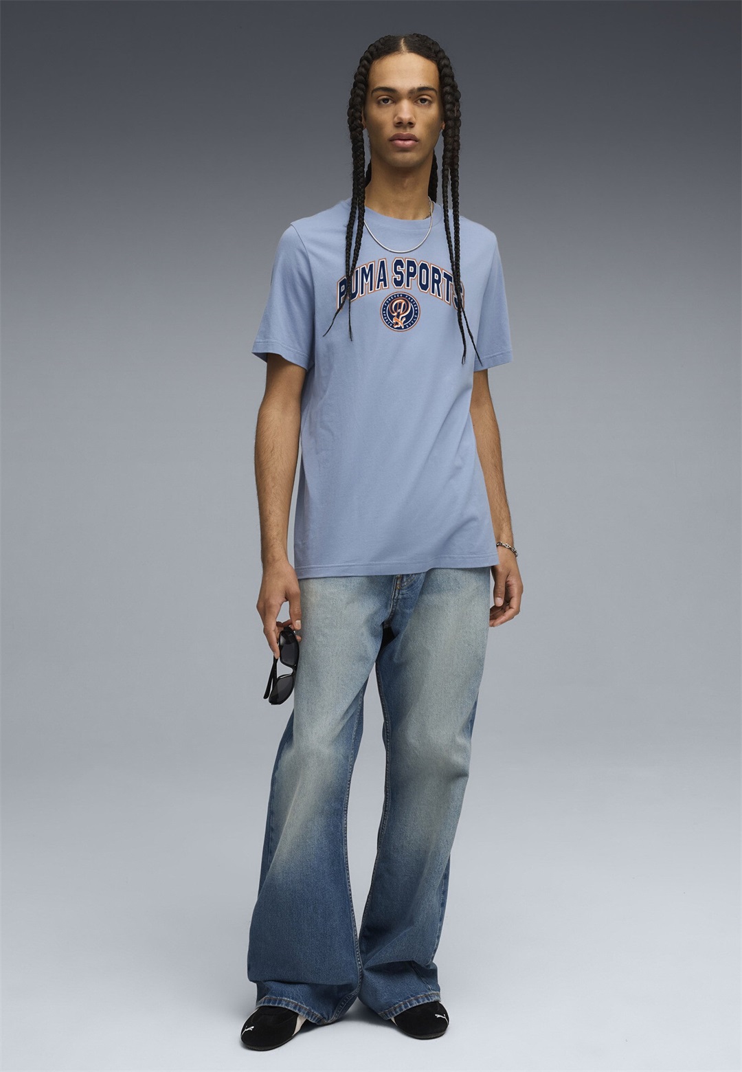 Puma WARDROBE ESSENTIALS LEGACY - T-Shirt print - cool blue/blau