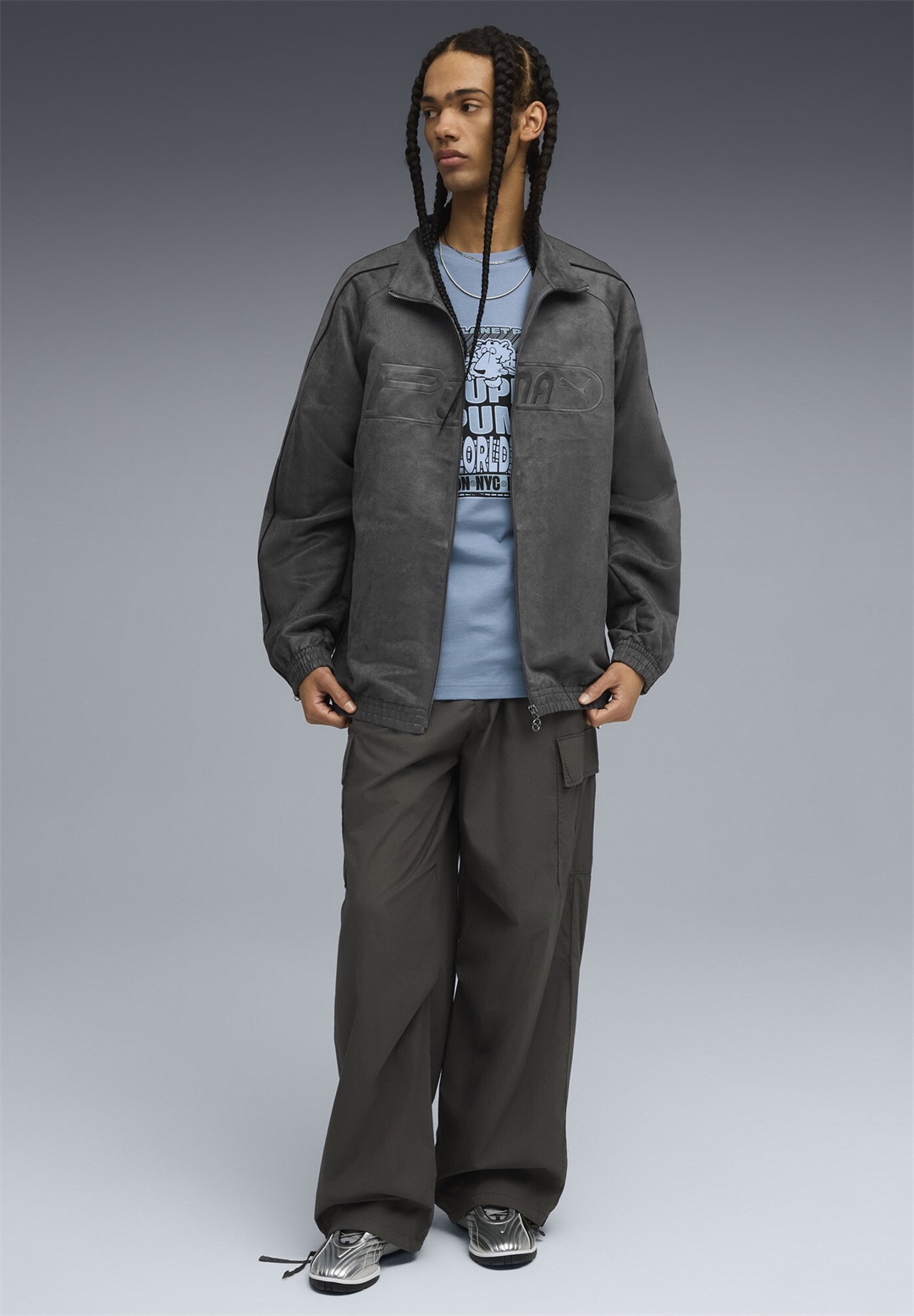 Puma GRAPHIC SUPER WORLD TOUR RELAXED - T-Shirt print - cool blue/blau