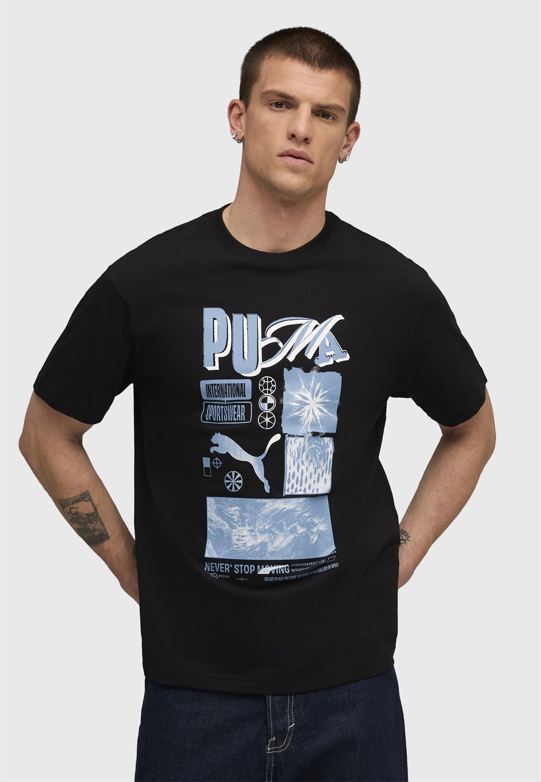 Puma GRAPHIC SPORTSWEAR - T-Shirt print - black/schwarz