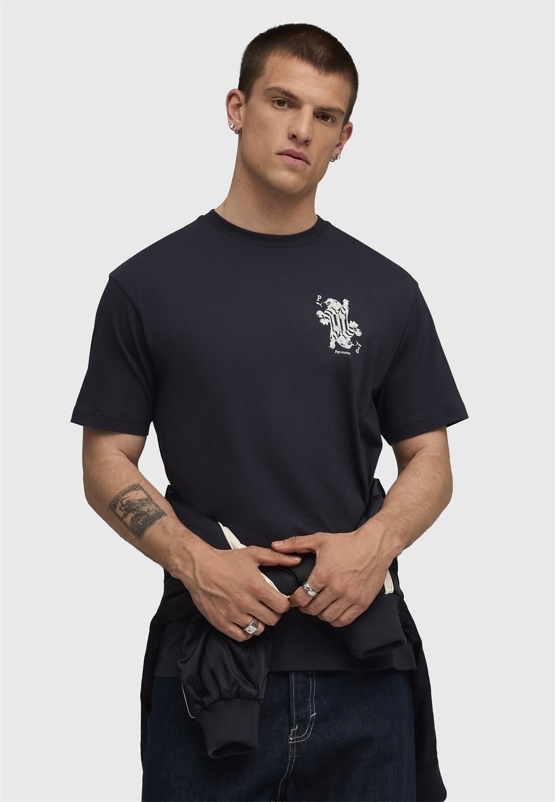 Puma GRAPHIC CARD PLAY - T-Shirt print - new navy/blau