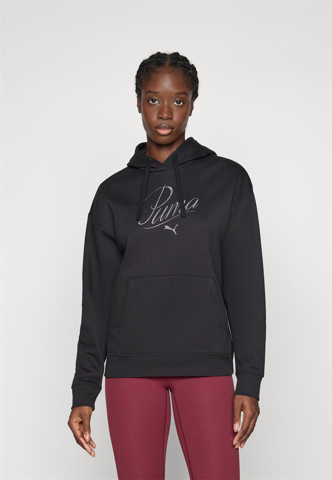 Puma SCRIPT COMFORT HOODIE - Kapuzenpullover - black/schwarz