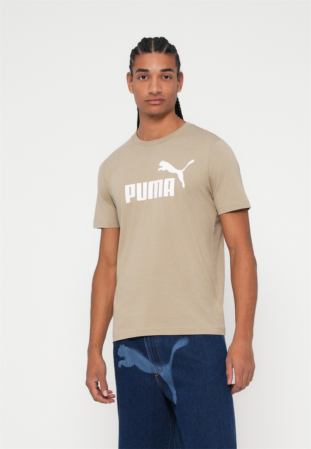 Puma LOGO TEE - T-Shirt print - ice coffee/hellbraun