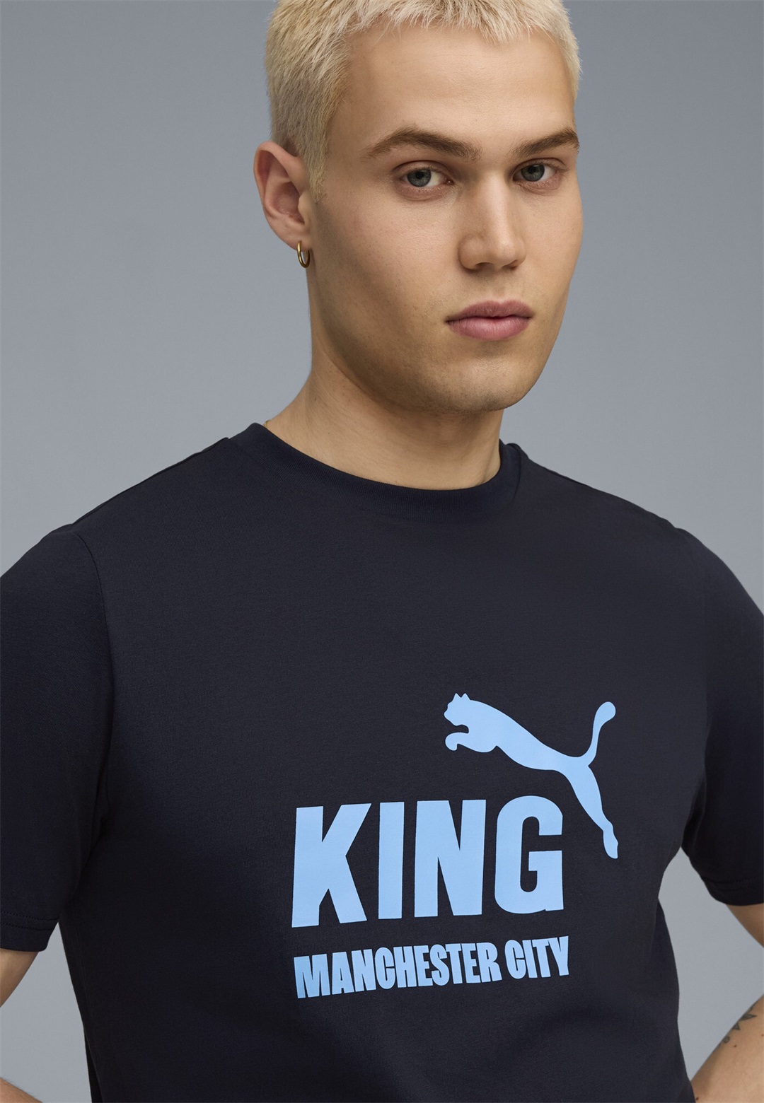 Puma MCFC KING LOGO - T-Shirt print - deep navy team light blue/dunkelblau