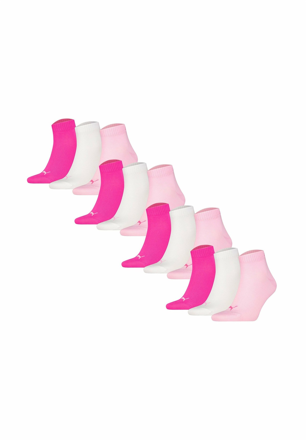 Puma UNISEX QUARTER 12ER PACK LOGO - Socken - weiß pink/weiß