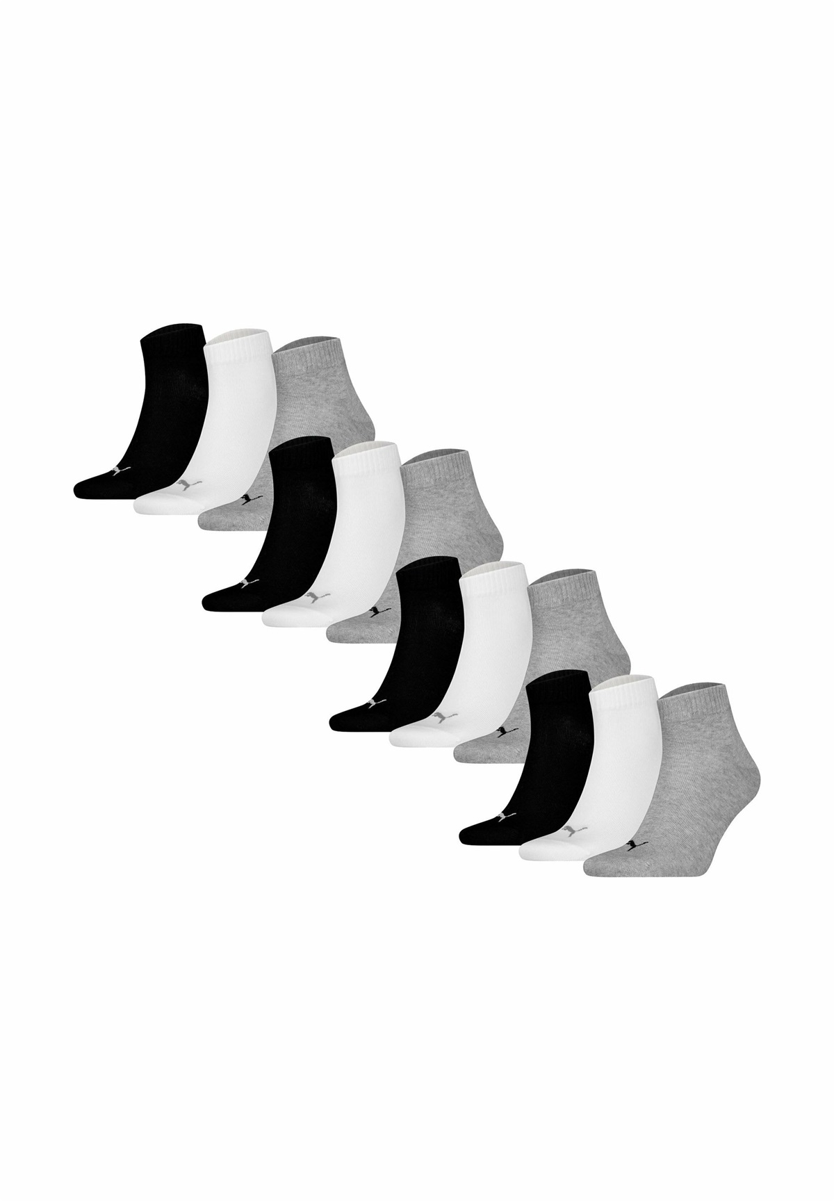Puma UNISEX QUARTER 12ER PACK LOGO - Socken - grau schwarz weiß/grau-metallic