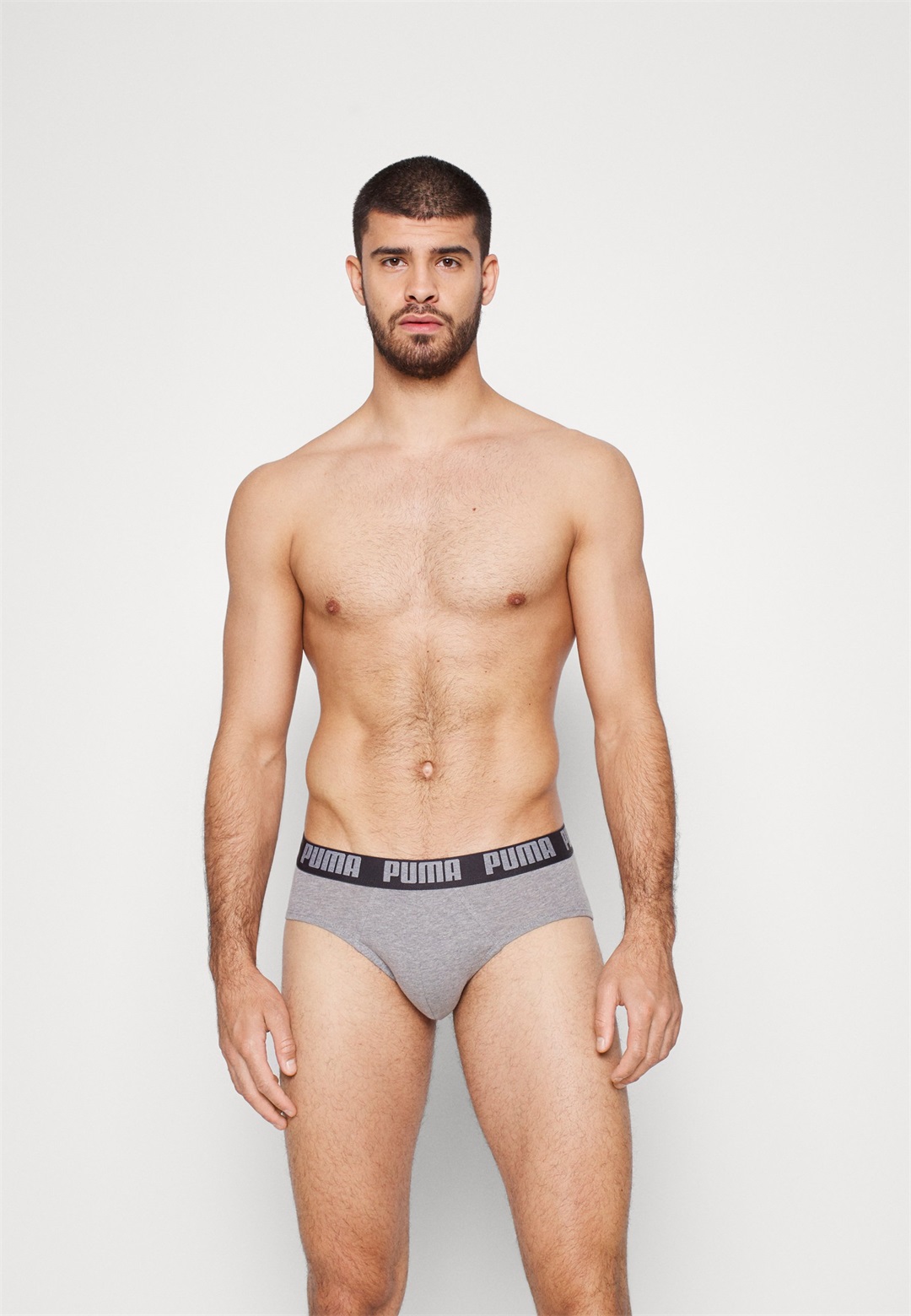 Puma BASIC BRIEF 2 PACK - Slip - dark grey melange/black/anthrazit