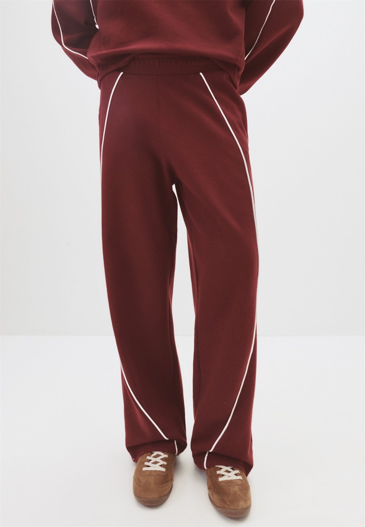 PULL&BEAR WITH CONTRAST PIPING - Jogginghose - dark red/dunkelrot