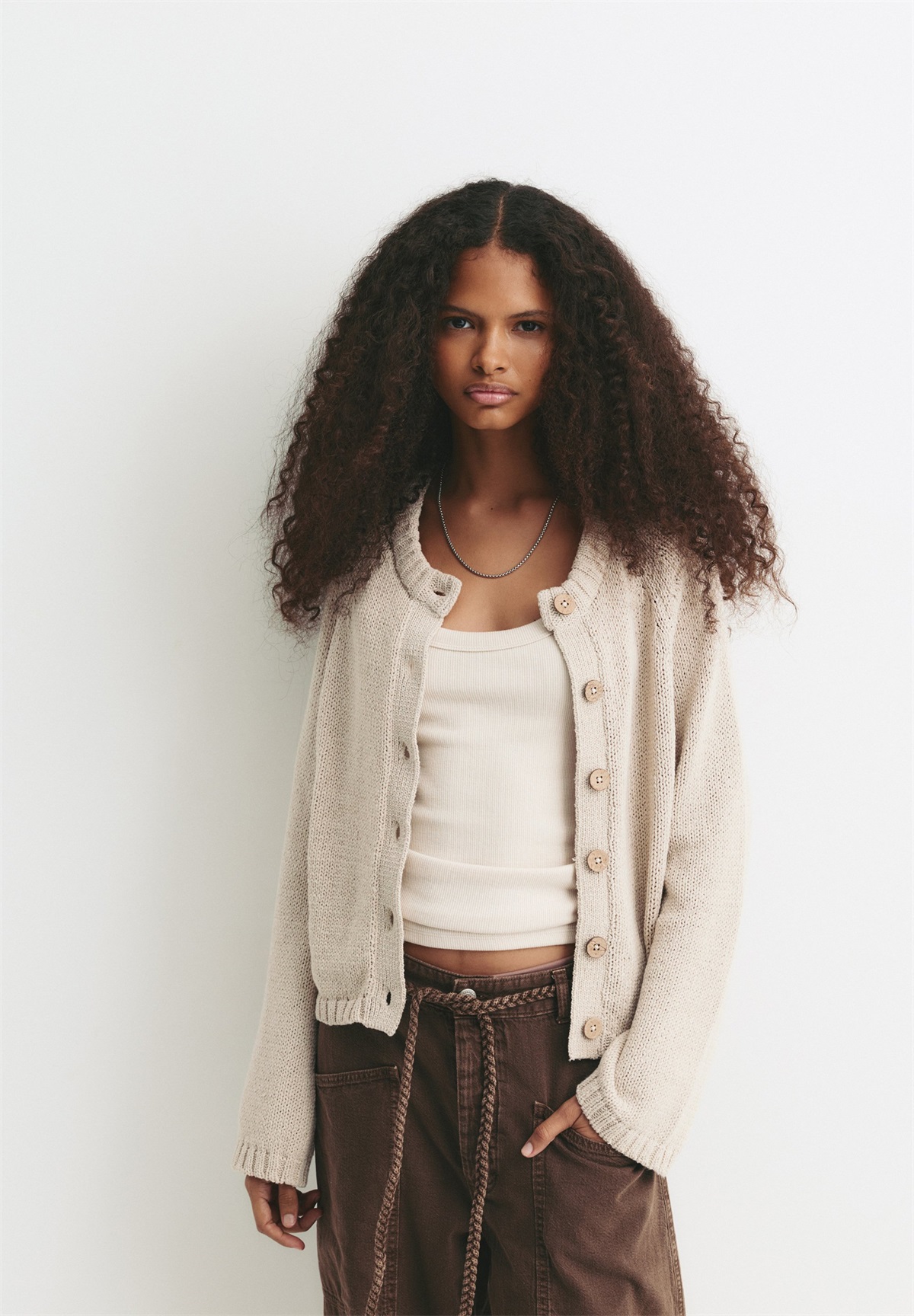 PULL&BEAR RAGLAN - Strickjacke - sand