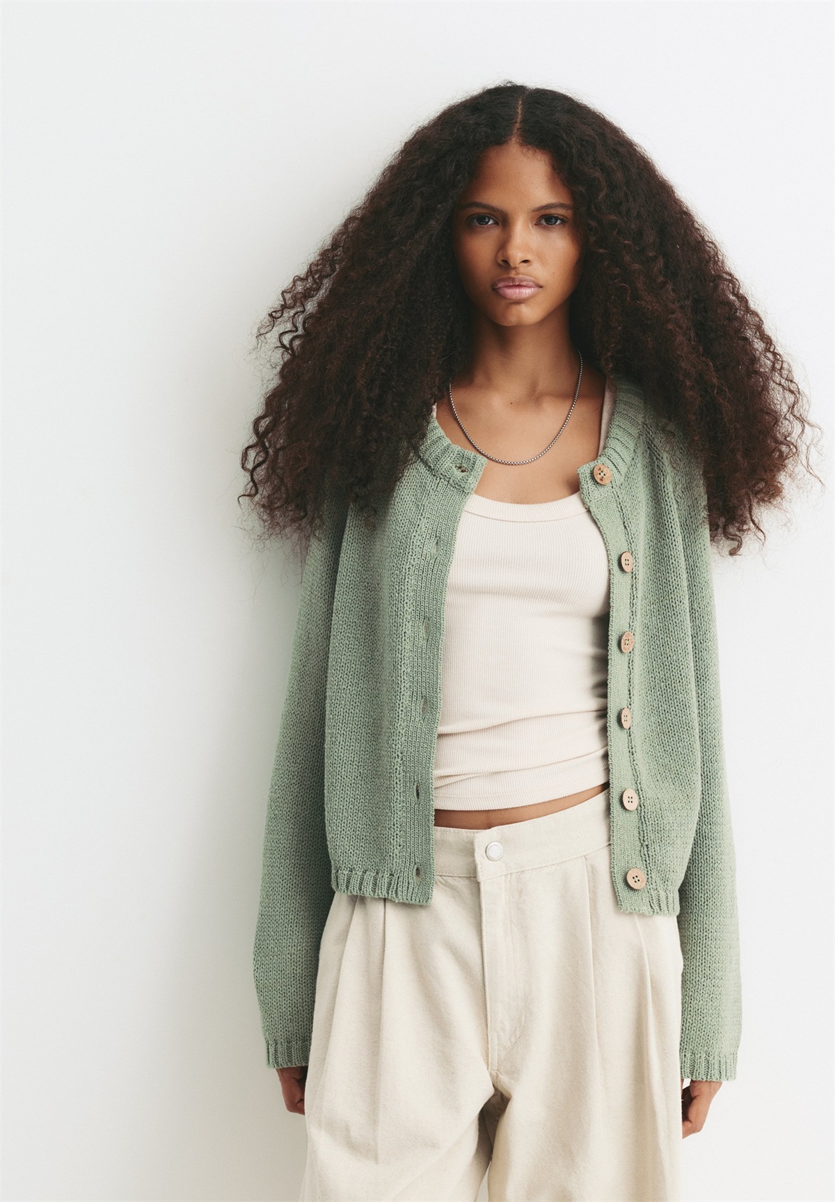 PULL&BEAR RAGLAN - Strickjacke - khaki