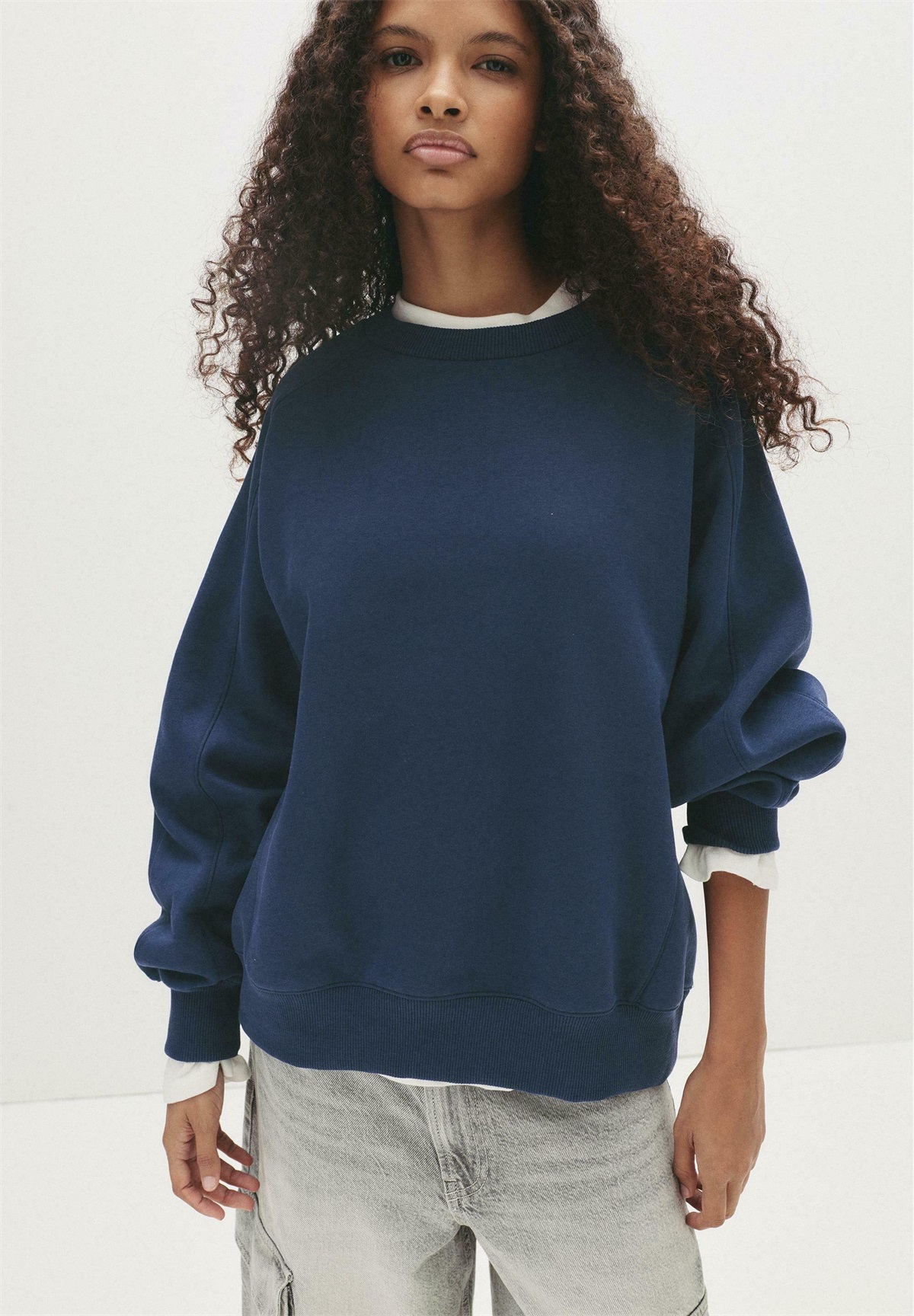 PULL&BEAR OVERSIZED SEAM-DETAIL - Sweatshirt - dark blue/dunkelblau