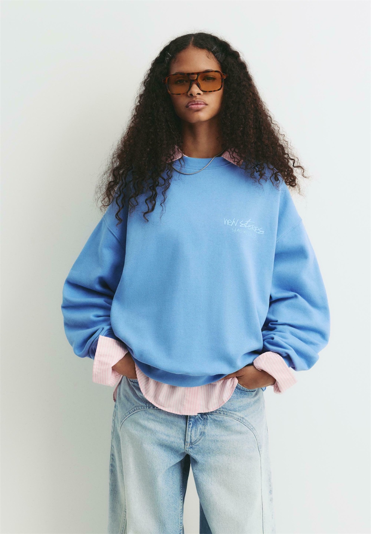 PULL&BEAR NEW STORIES - Sweatshirt - dark blue/hellblau