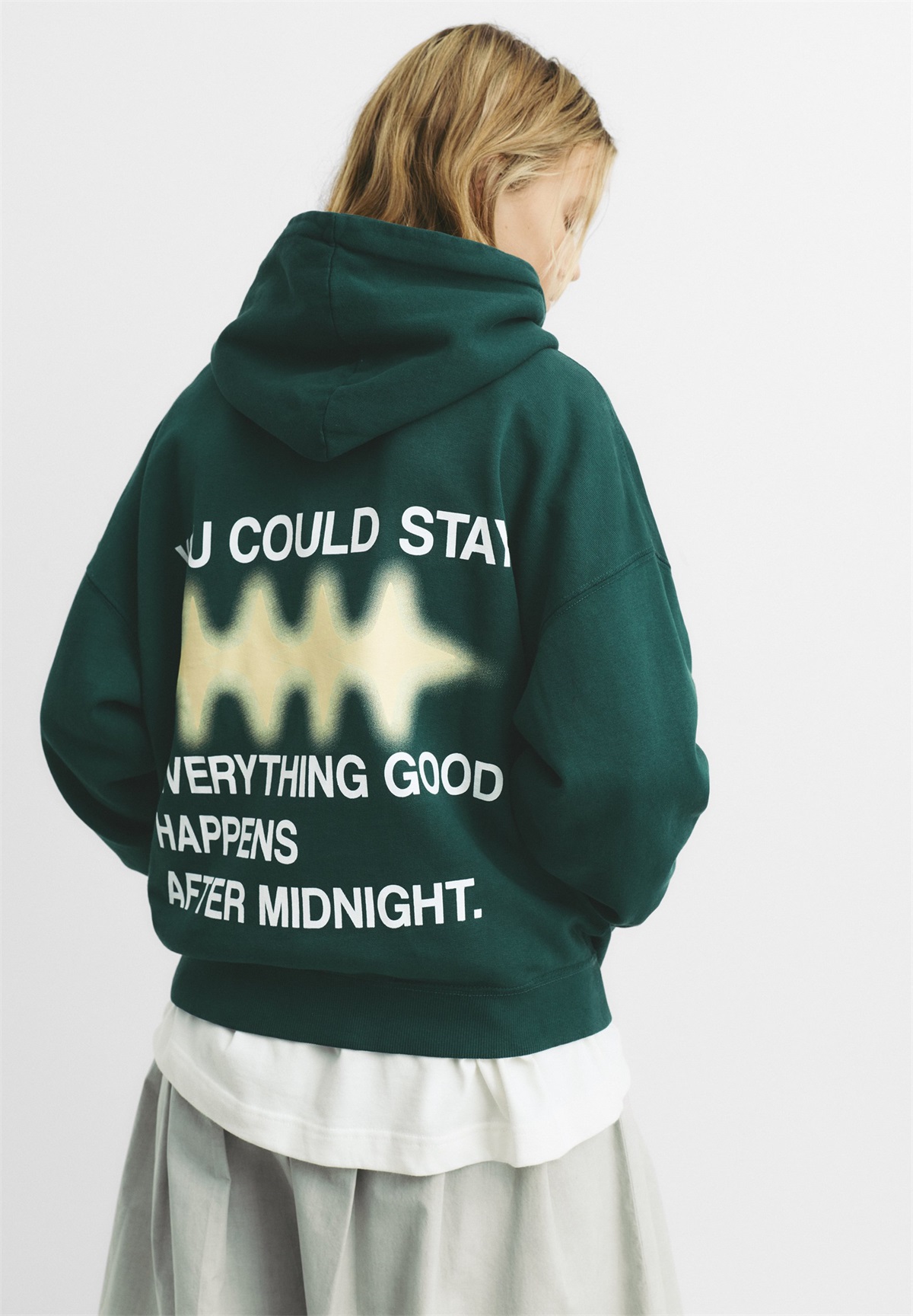 PULL&BEAR SLOGAN - Kapuzenpullover - dark green/dunkelgrün