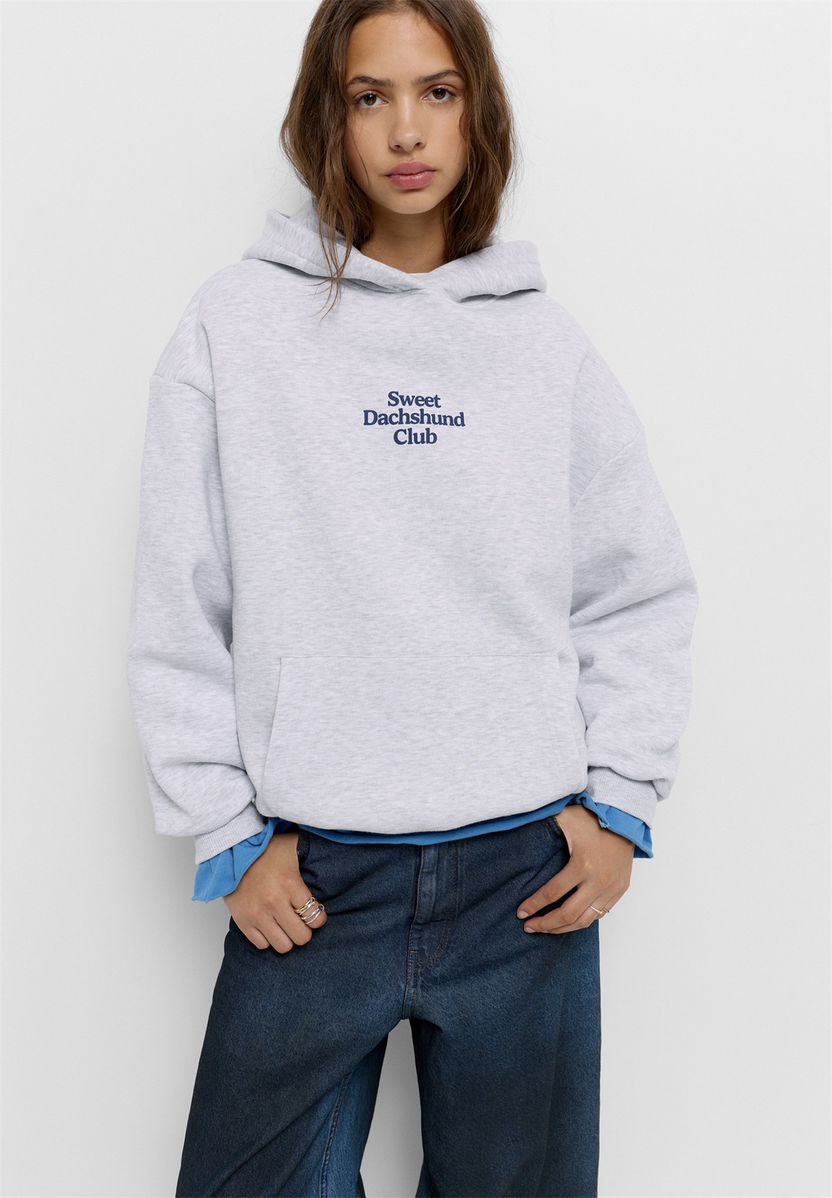 PULL&BEAR Kapuzenpullover - light grey/hellgrau