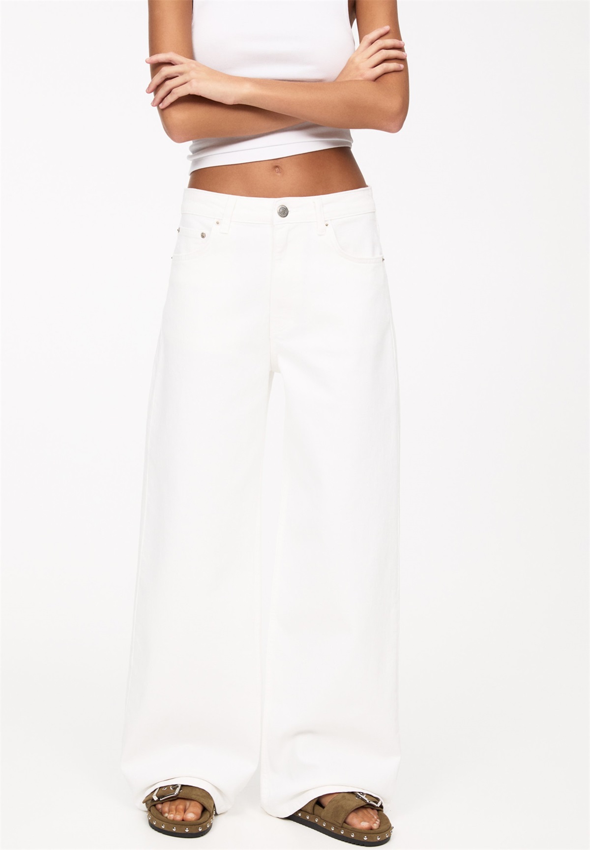 PULL&BEAR BAGGY - Jeans Relaxed Fit - white/weiß