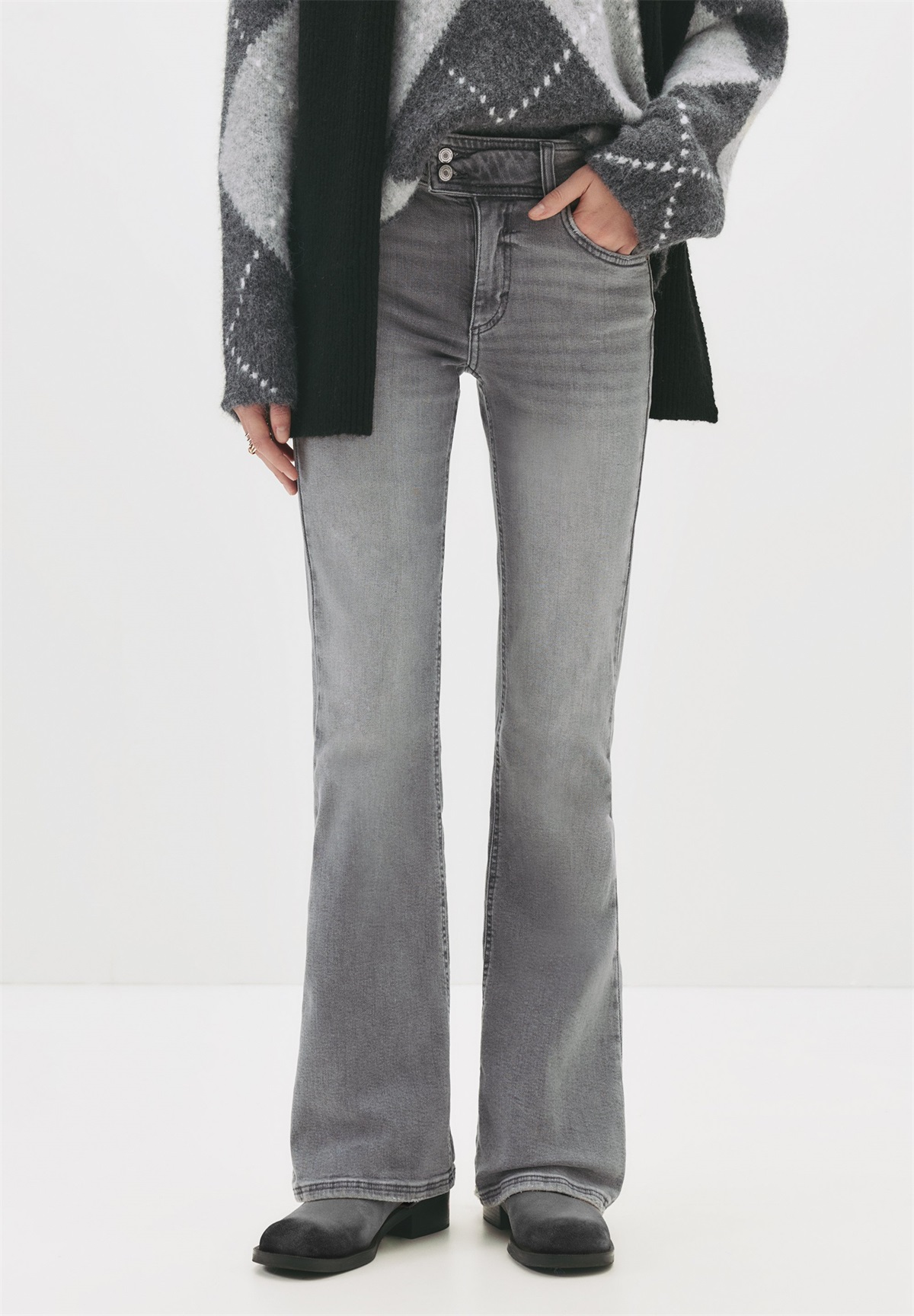 PULL&BEAR Jeans Bootcut - light grey/hellgrau