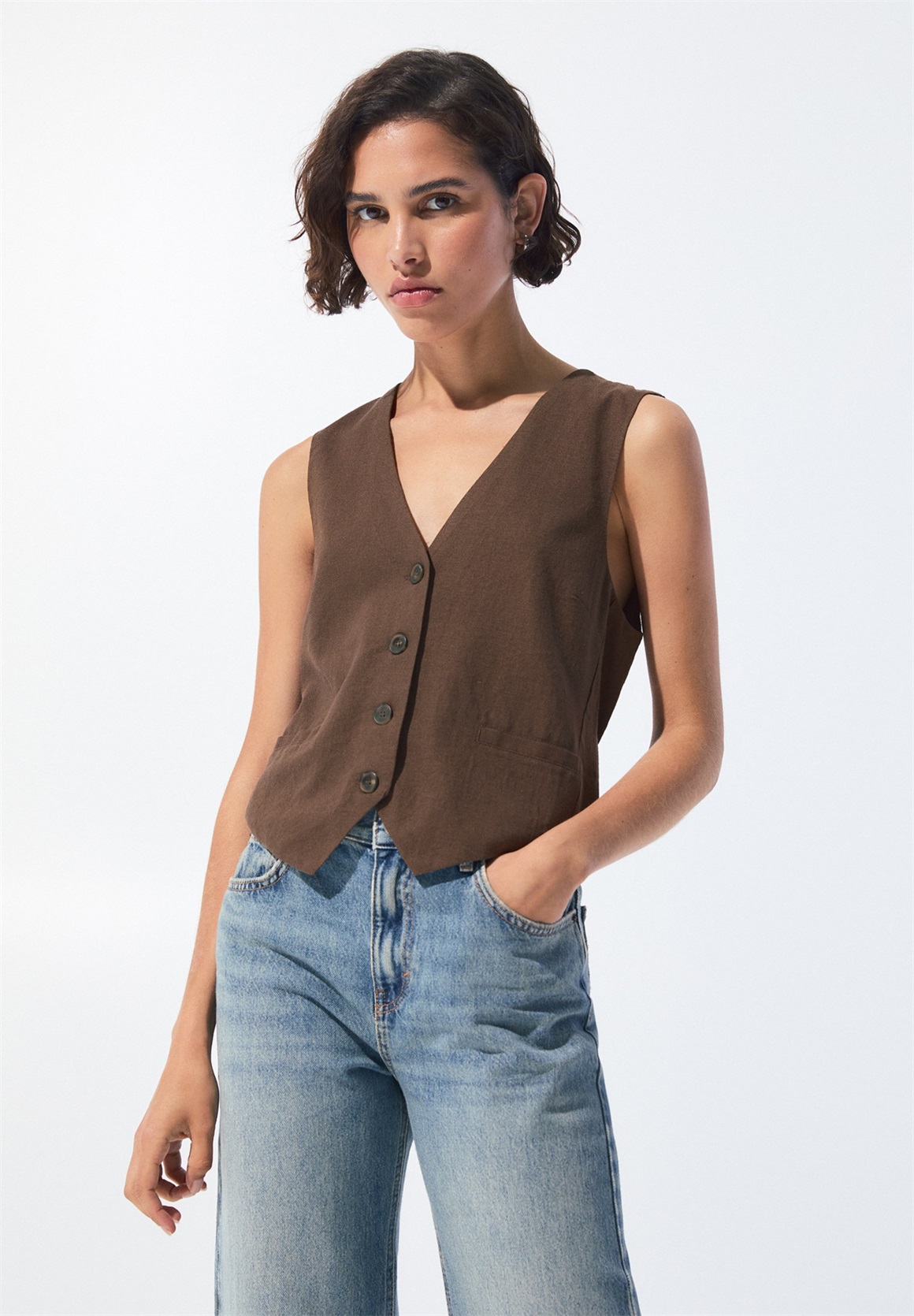 PULL&BEAR Weste - dark brown/dunkelbraun