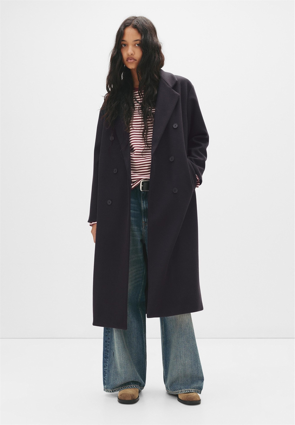 PULL&BEAR LONG SOFT - Klassischer Mantel - dark blue/dunkelblau