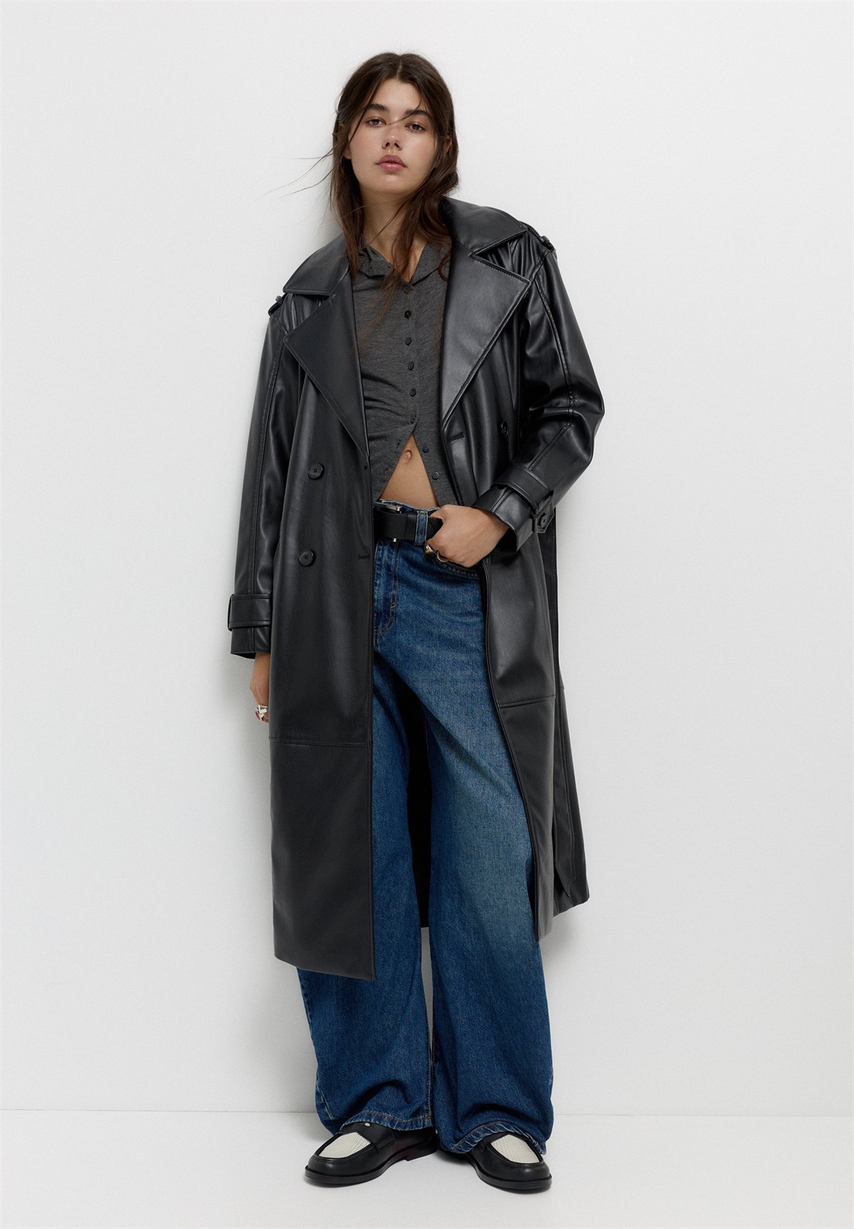 PULL&BEAR Trenchcoat - black/schwarz