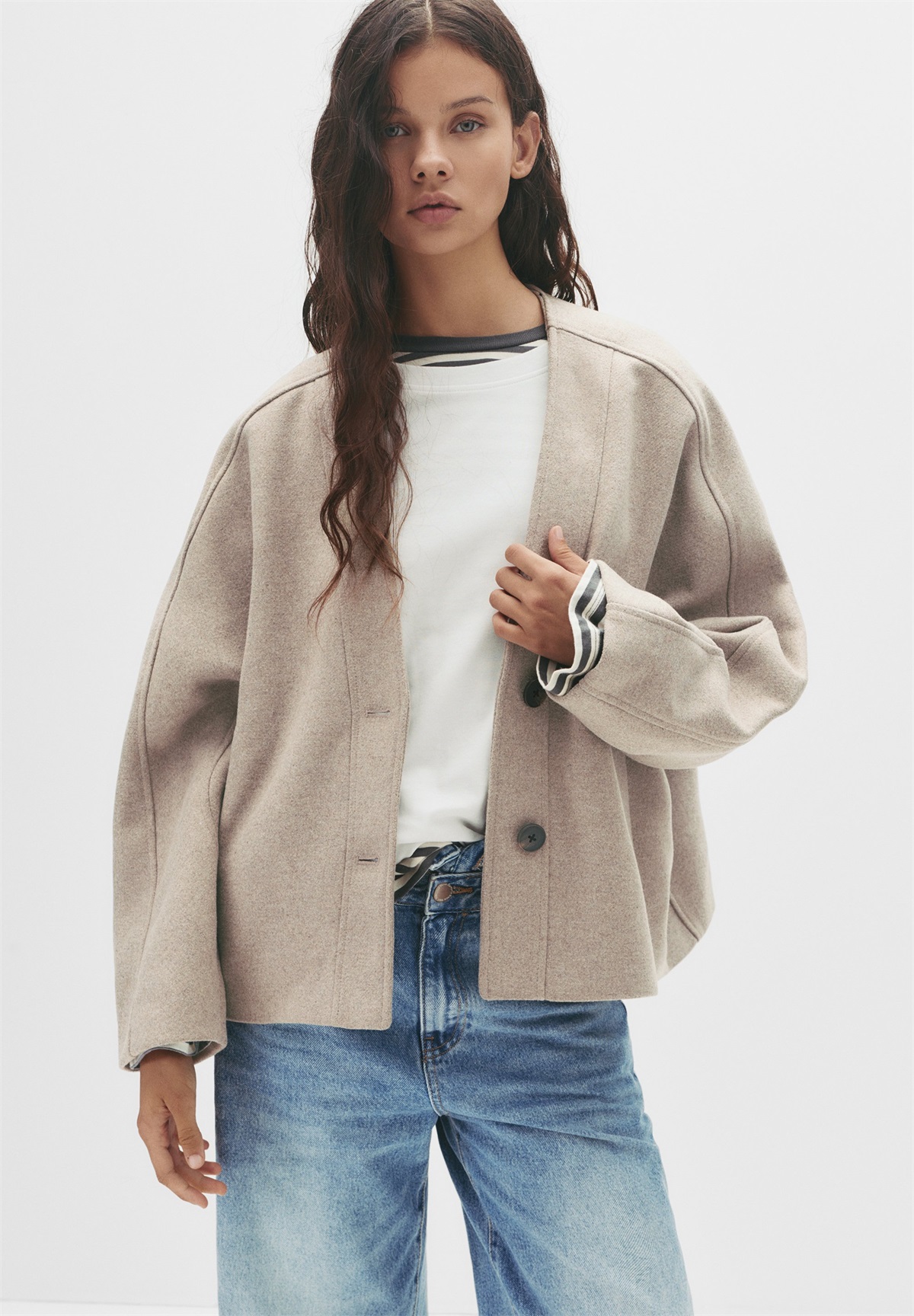 PULL&BEAR BLEND - KIMONO - Leichte Jacke - beige