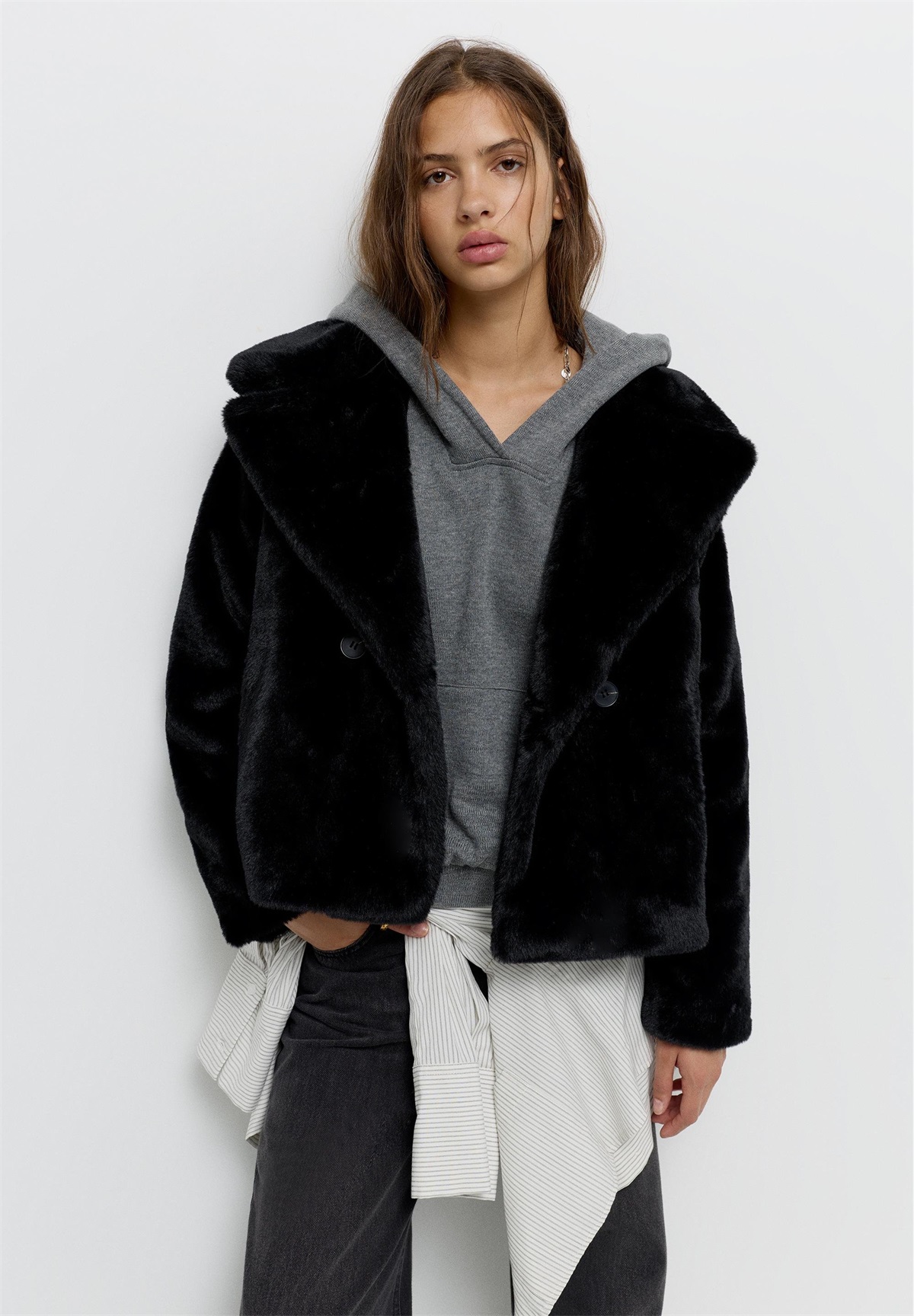 PULL&BEAR Winterjacke - black/schwarz