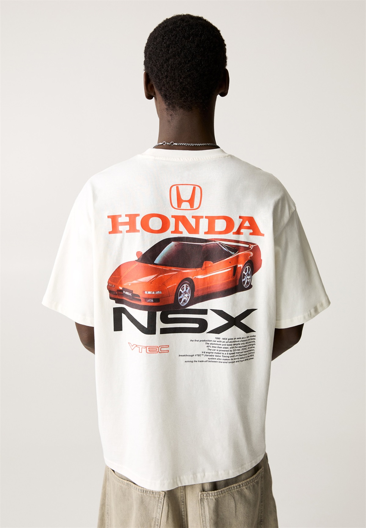 PULL&BEAR SHORT SLEEVE HONDA - T-Shirt print - white/beige