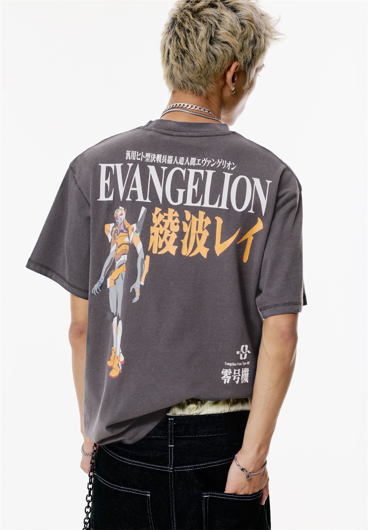 PULL&BEAR EVANGELION - T-Shirt print - grey/grau
