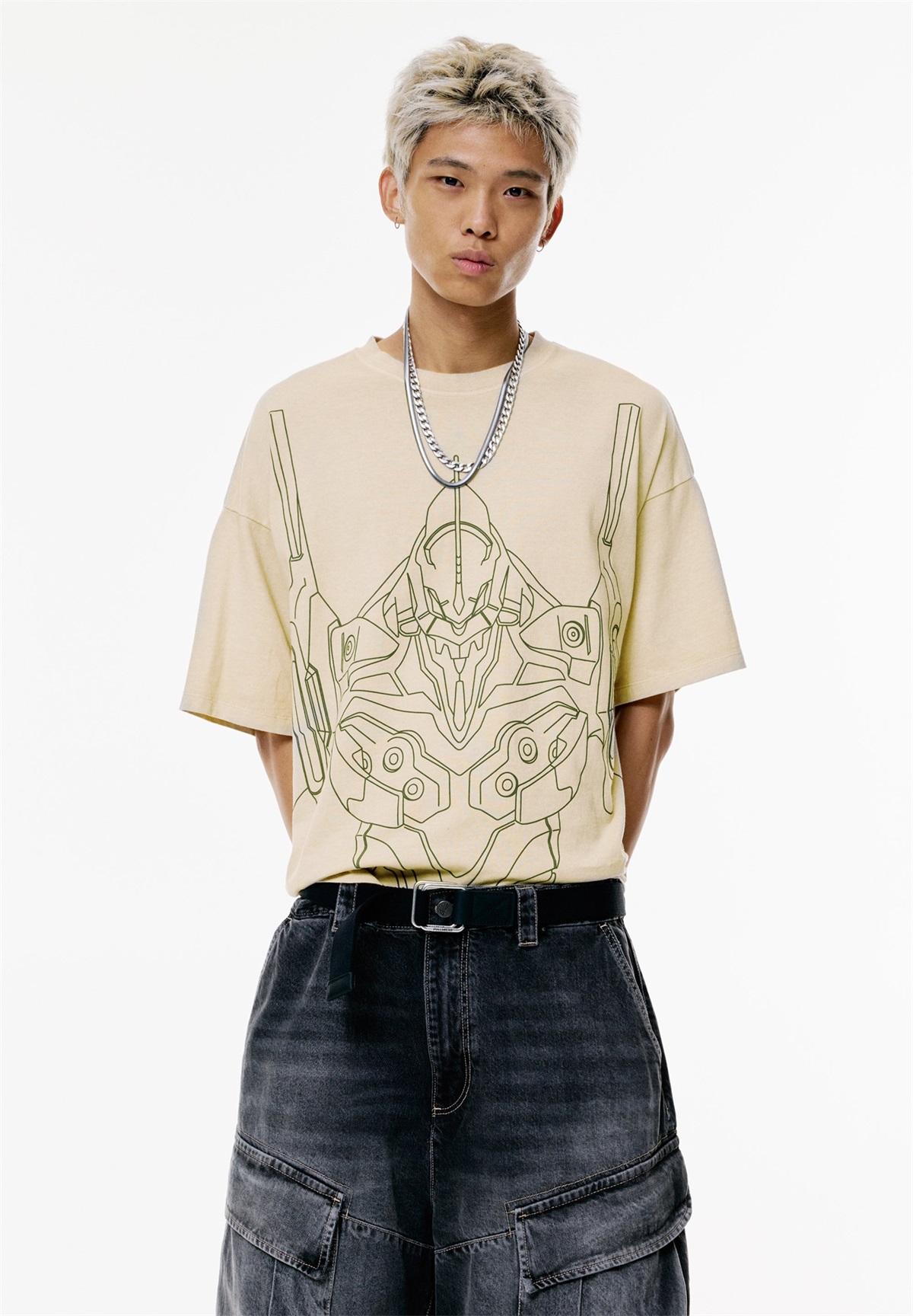 PULL&BEAR RED EVANGELION - T-Shirt print - beige