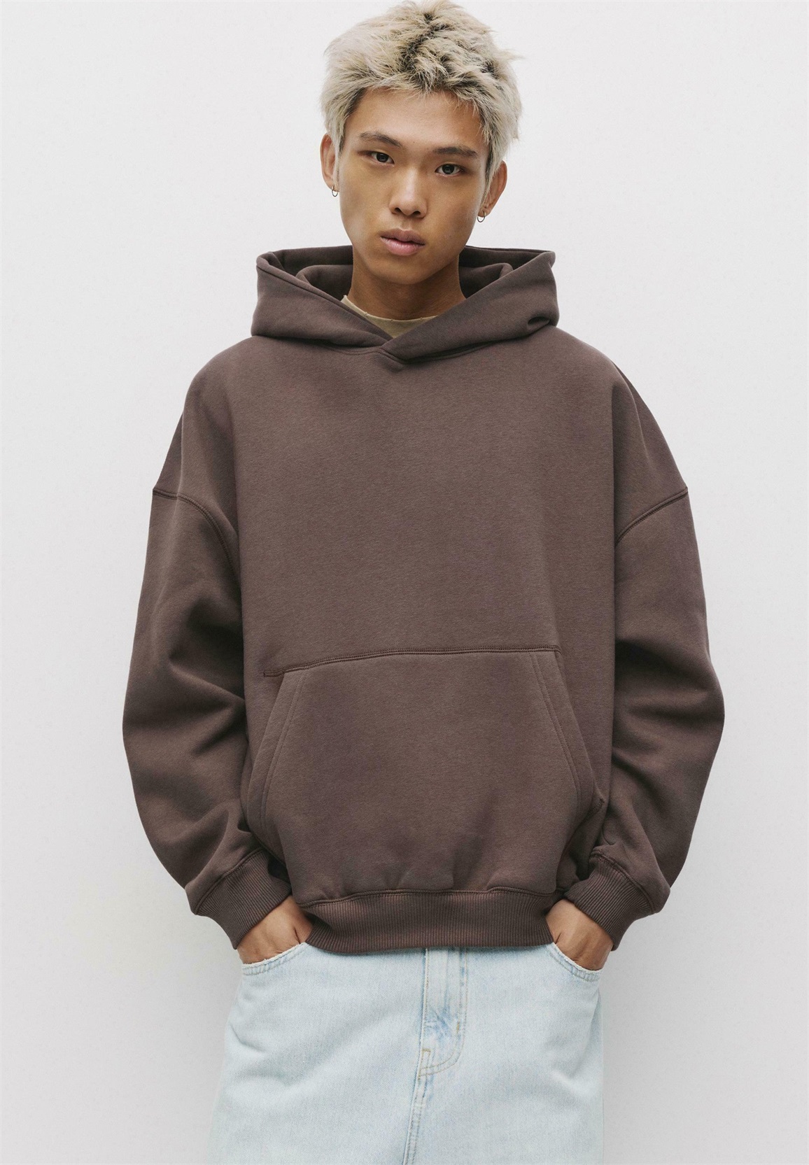 PULL&BEAR BOXY FIT - Kapuzenpullover - dark brown/dunkelbraun