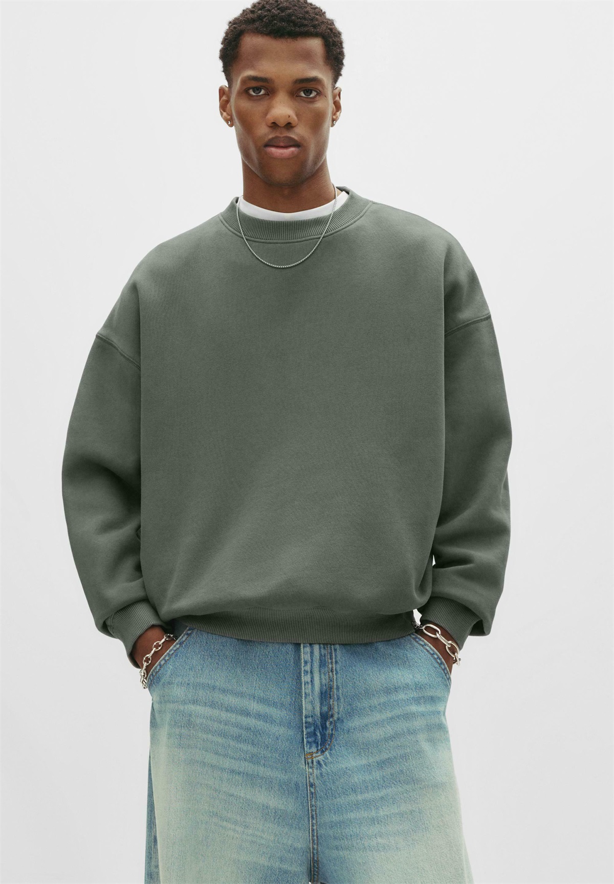 PULL&BEAR WASHED BOXY - Sweatshirt - grey/grau
