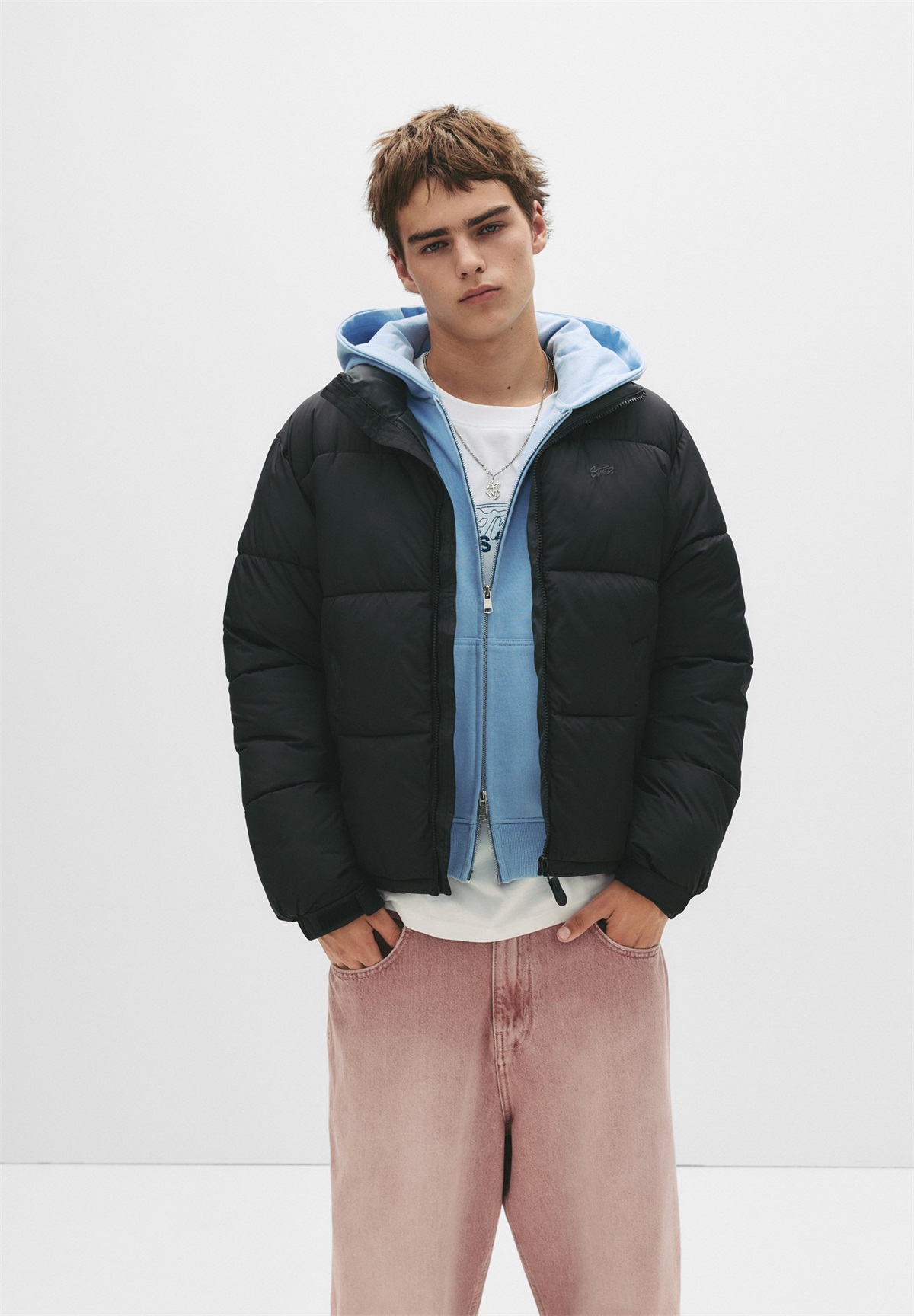 PULL&BEAR QUILTED - Winterjacke - black/schwarz