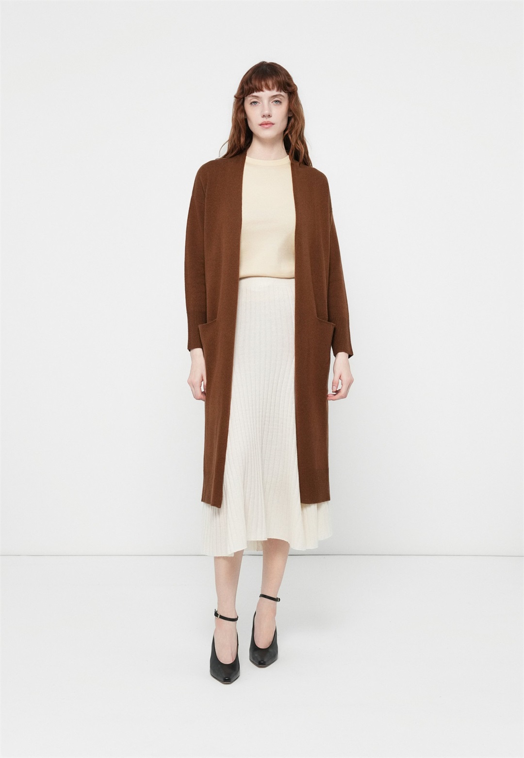 pure cashmere LONG CARDIGAN - Strickjacke - deep camel/camel