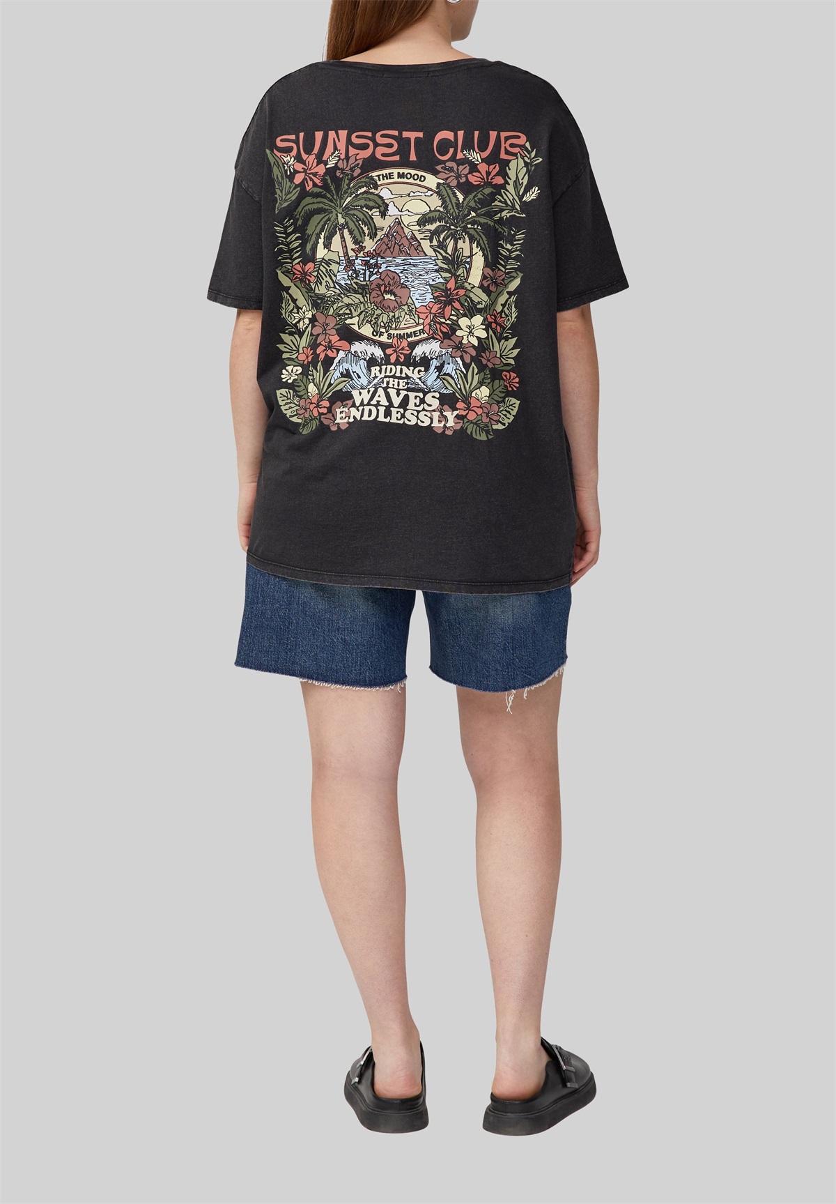 QS T-Shirt print - schwarz/dunkelgrau