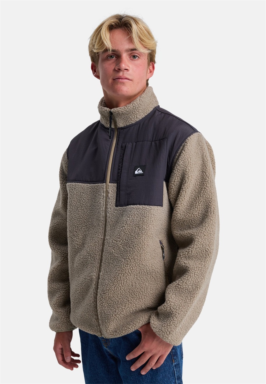 Quiksilver SHALLOW WATER FZ - Fleecejacke - fallen rock/hellbraun