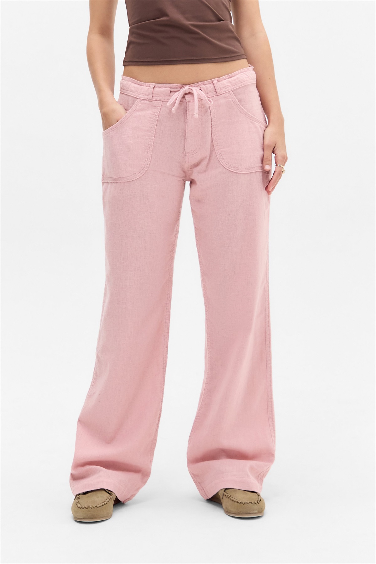 BDG Urban Outfitters BDG 5 POCKET LINEN MIX PANTS - Stoffhose - pink