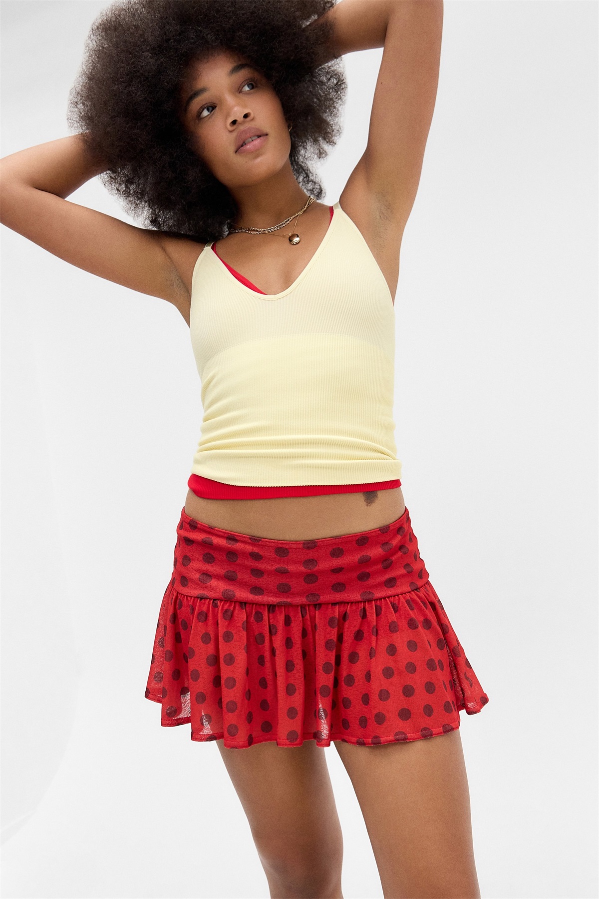 BDG Urban Outfitters LOLA POLKA DOT MINI SKORT - Minirock - red/rot