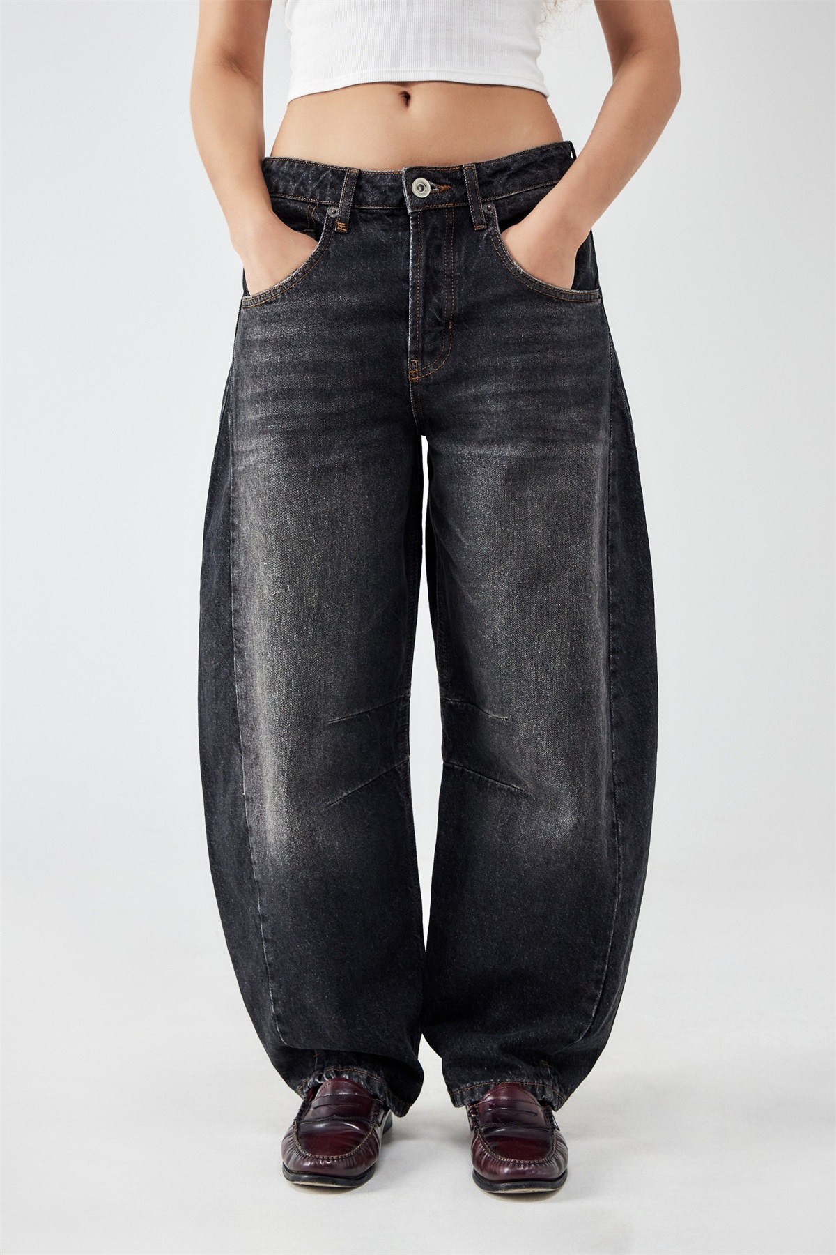 BDG Urban Outfitters RENAE HORSESHOE - Jeans Relaxed Fit - black/schwarz