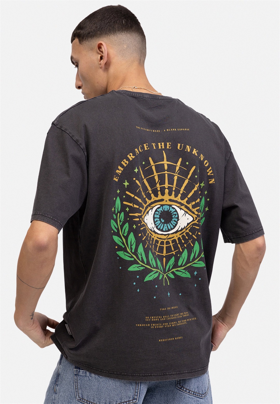 Redefined Rebel JOHNNY TEE BOXY FIT UNISEX - T-Shirt print - pirate black/schwarz meliert