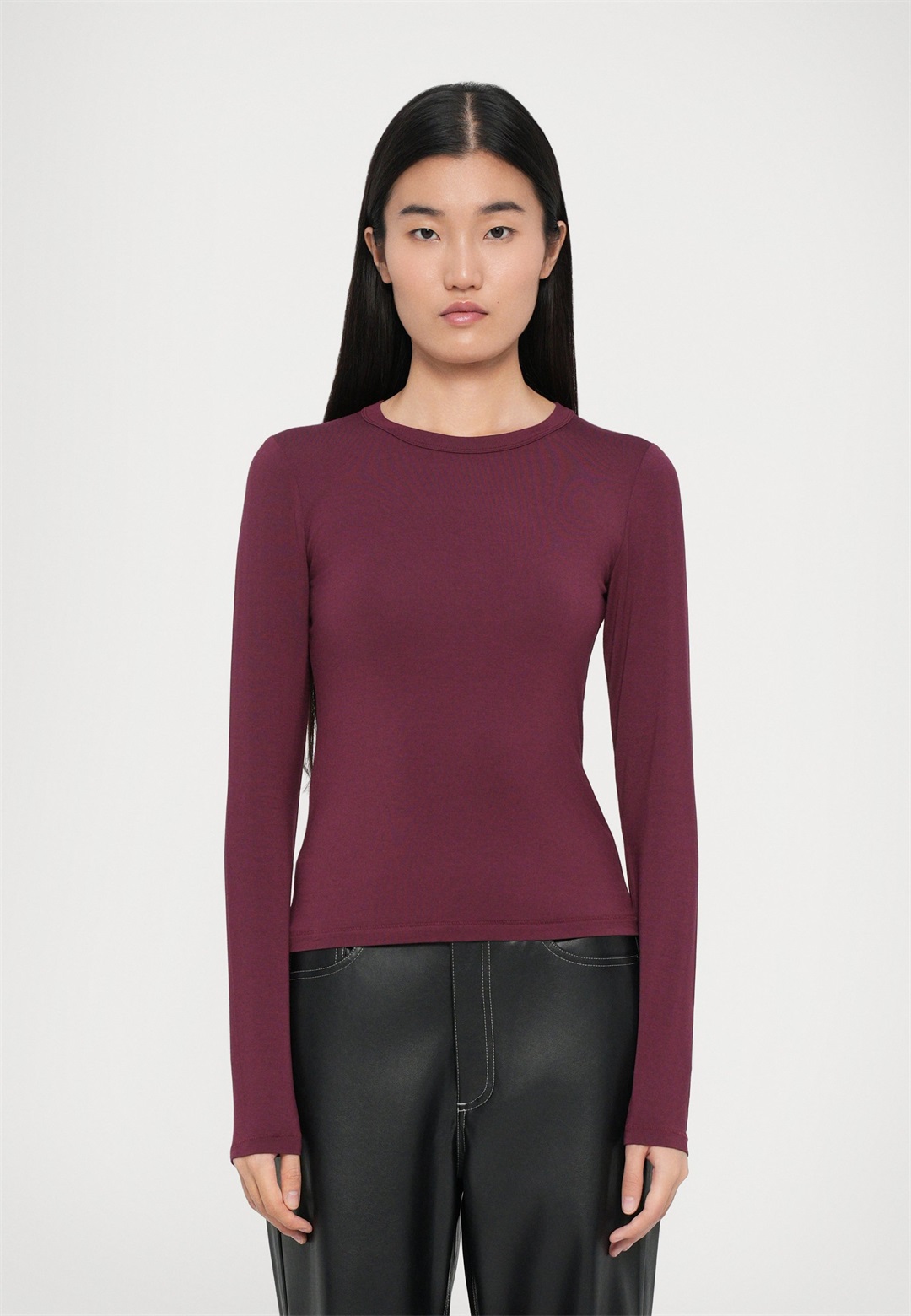 rag & bone LUCA SLIM - Langarmshirt - wine/rot-meliert