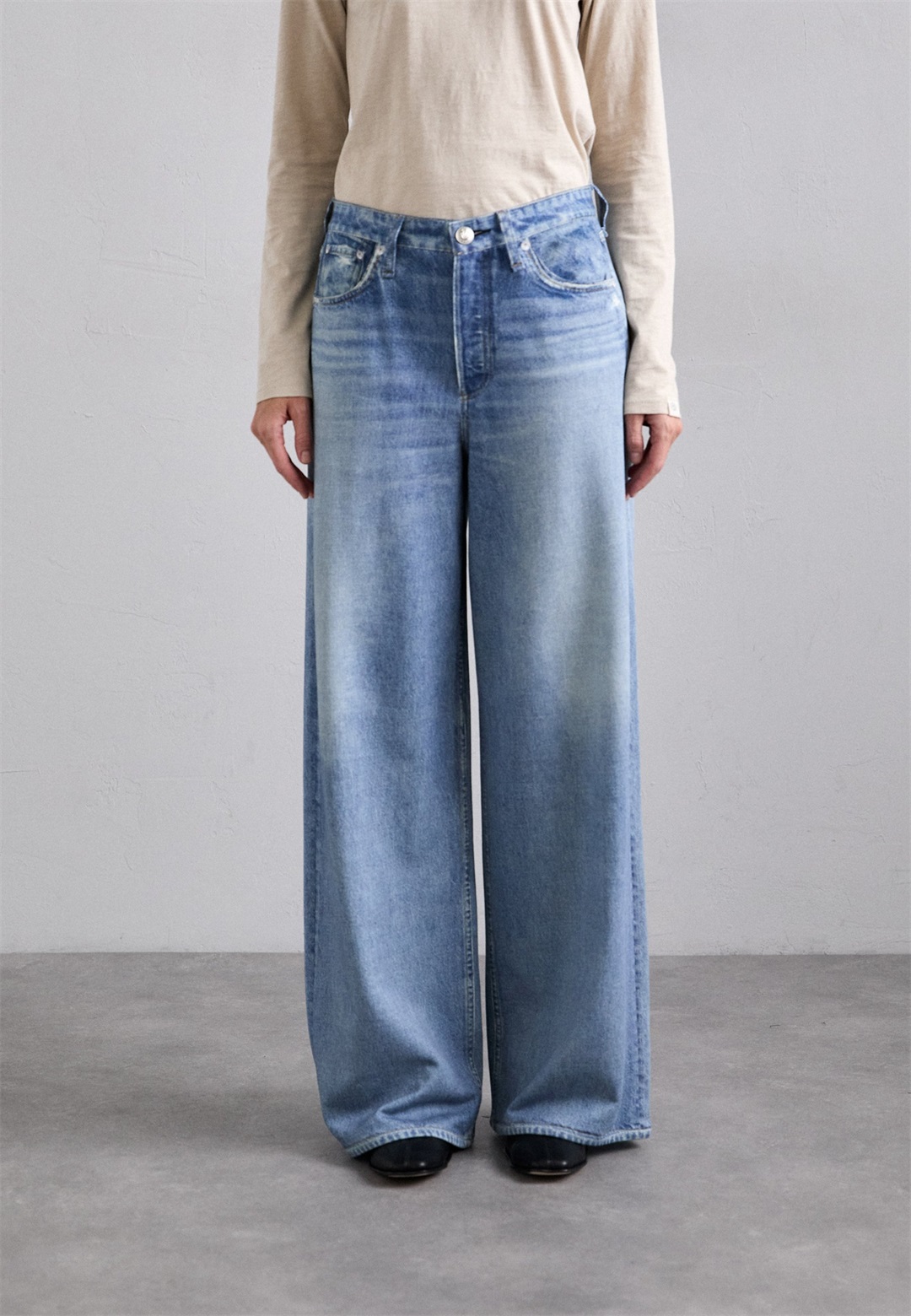 rag & bone MIRAMAR SOFIE WIDE PANT - Stoffhose - raily/blue denim